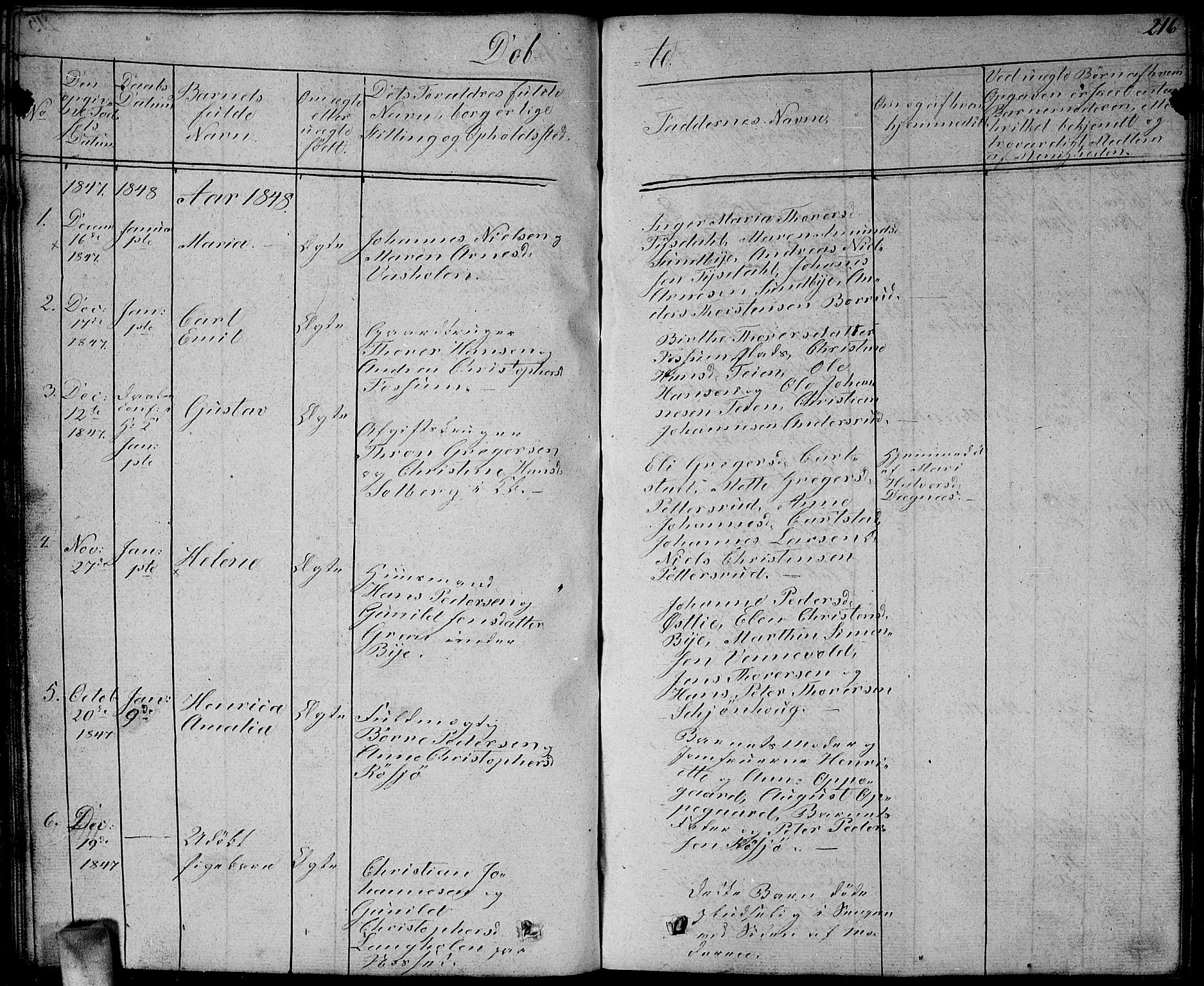 Enebakk prestekontor Kirkebøker, SAO/A-10171c/G/Ga/L0003: Parish register (copy) no. I 3, 1833-1849, p. 216