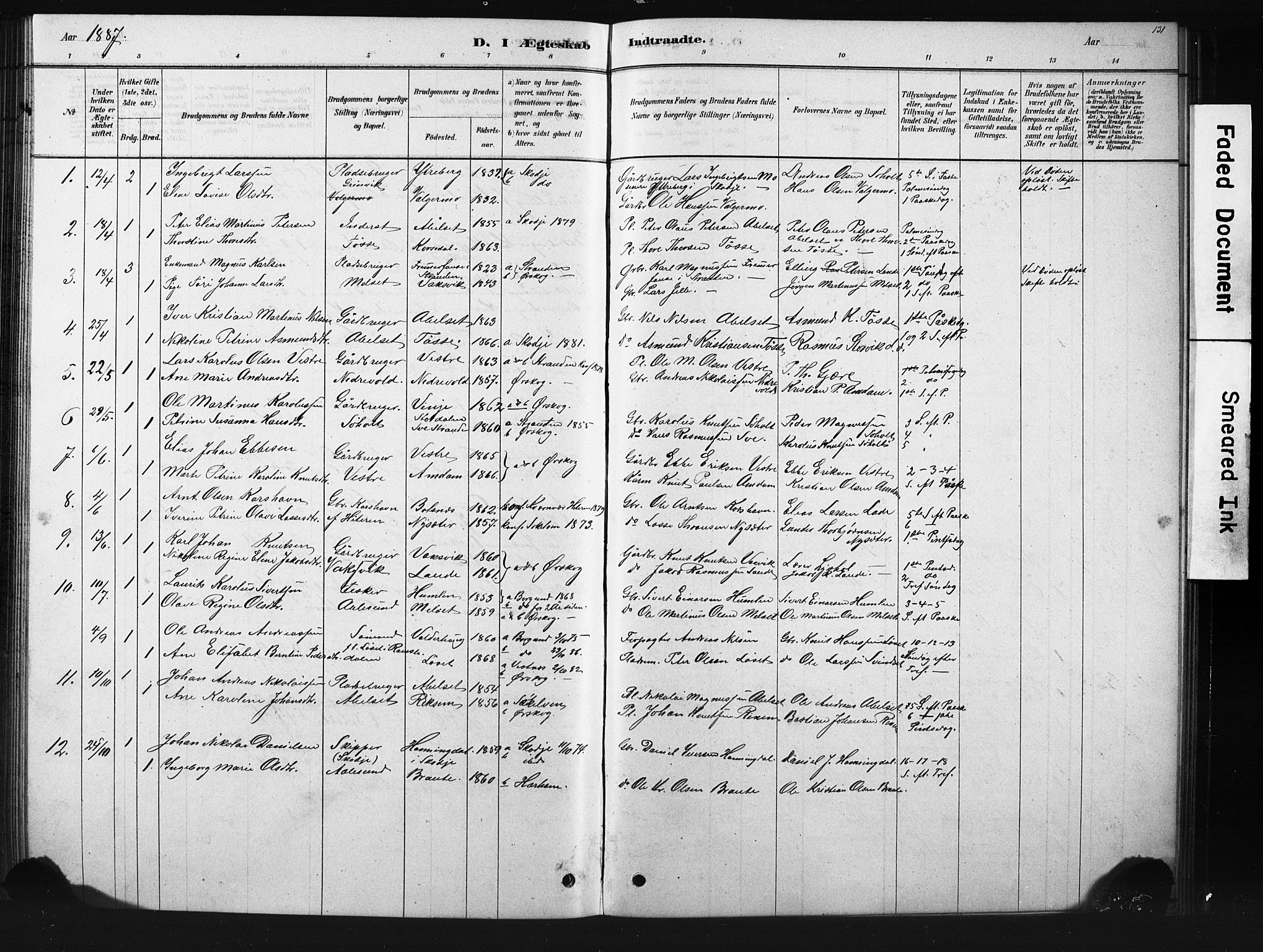 Ministerialprotokoller, klokkerbøker og fødselsregistre - Møre og Romsdal, SAT/A-1454/522/L0326: Parish register (copy) no. 522C05, 1878-1890, p. 131