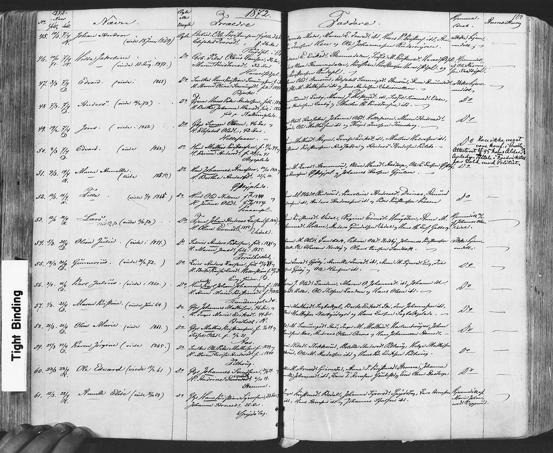 Rakkestad prestekontor Kirkebøker, AV/SAO-A-2008/F/Fa/L0011: Parish register (official) no. I 11, 1862-1877, p. 160