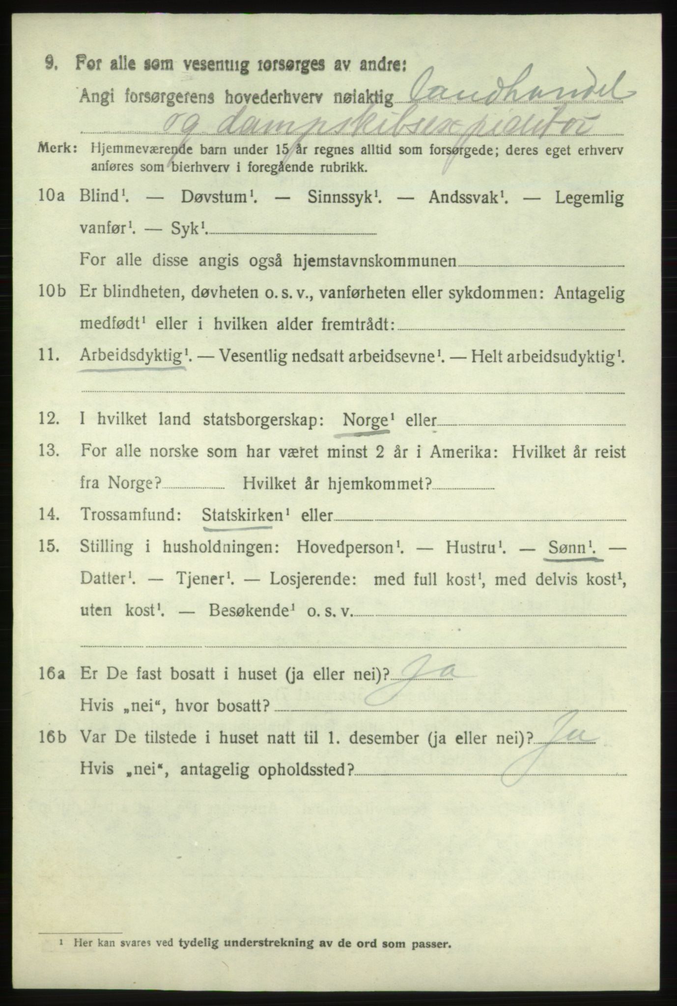 SAB, 1920 census for Fjelberg, 1920, p. 2536