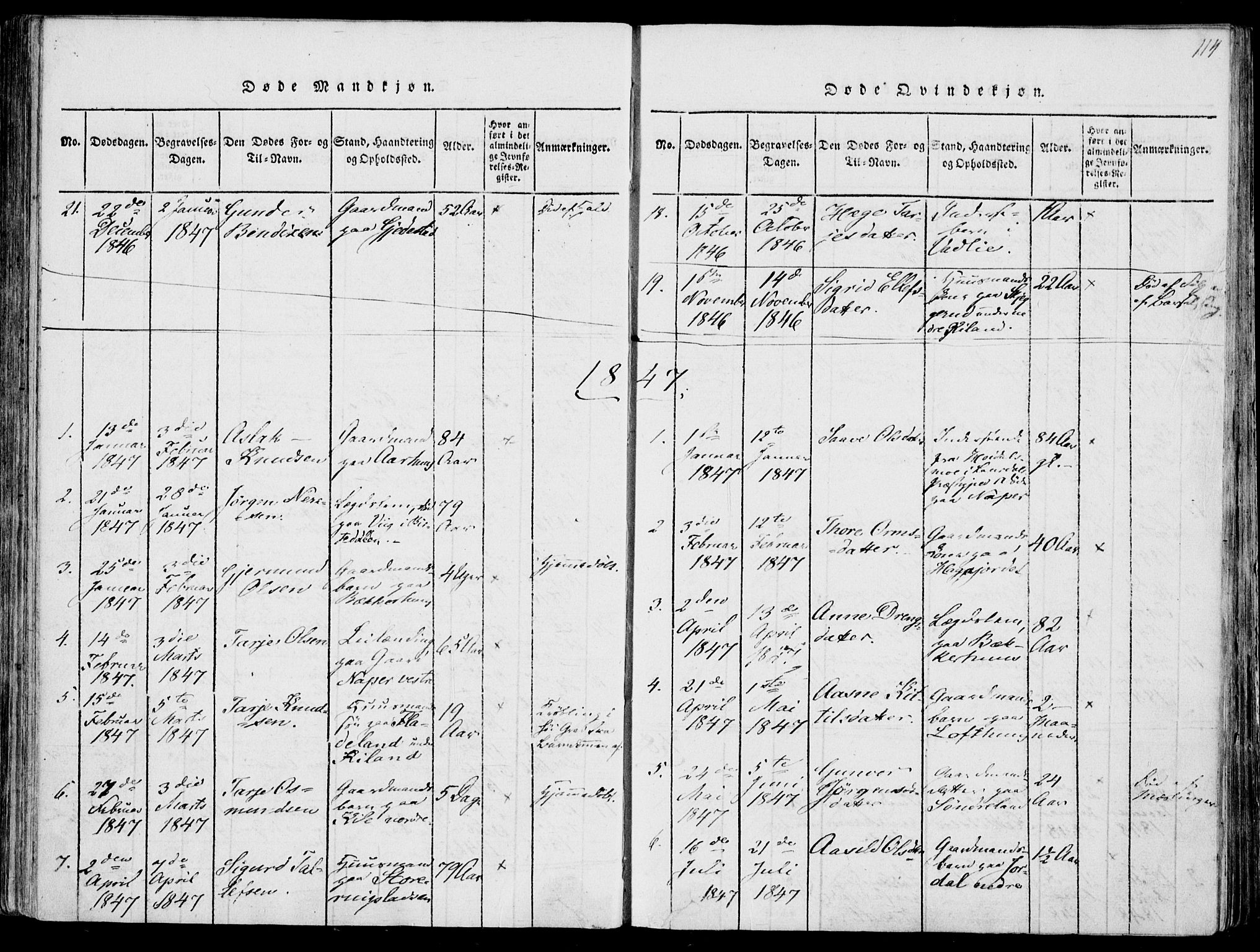 Fyresdal kirkebøker, AV/SAKO-A-263/F/Fa/L0004: Parish register (official) no. I 4, 1815-1854, p. 114