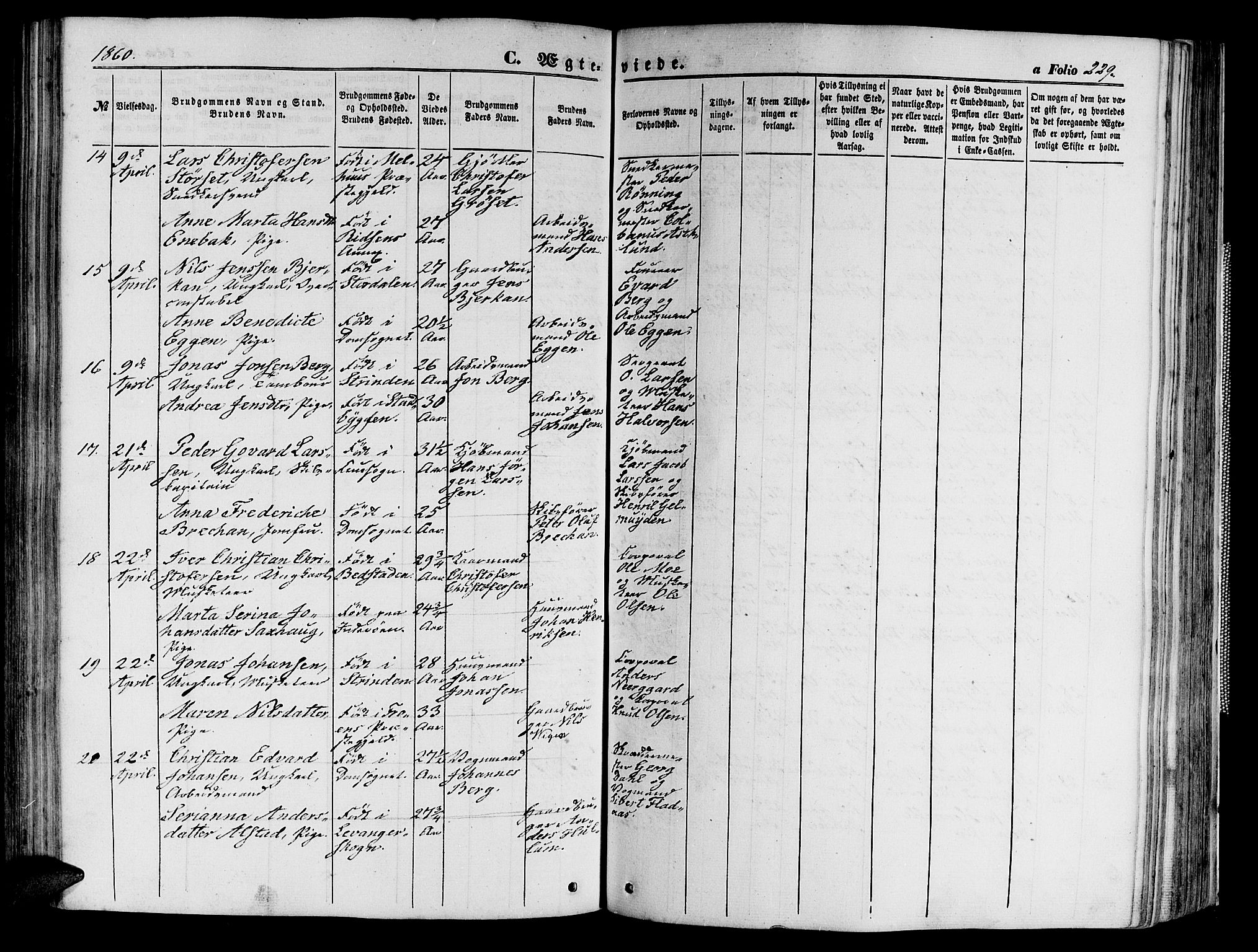 Ministerialprotokoller, klokkerbøker og fødselsregistre - Sør-Trøndelag, AV/SAT-A-1456/602/L0139: Parish register (copy) no. 602C07, 1859-1864, p. 229