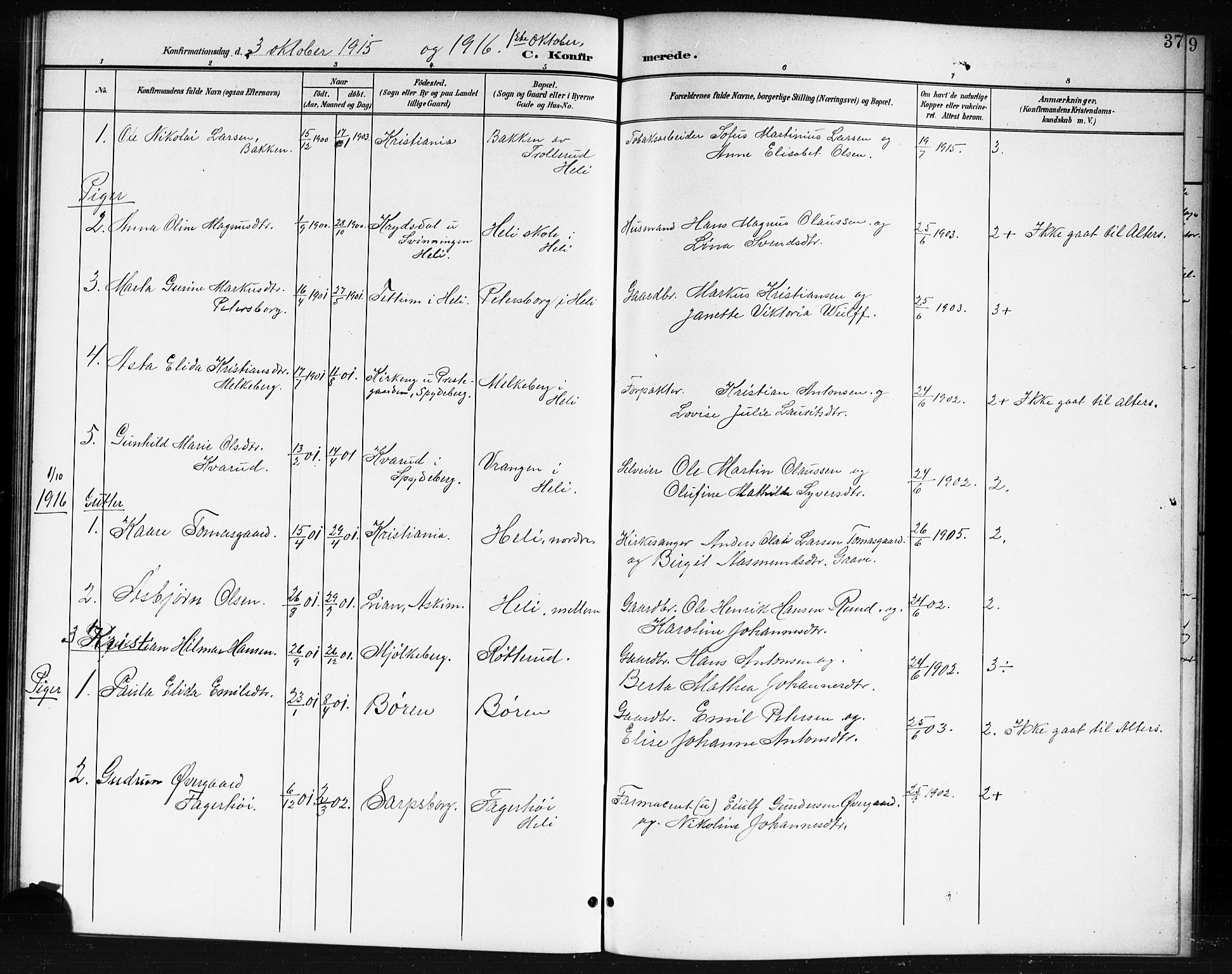 Spydeberg prestekontor Kirkebøker, AV/SAO-A-10924/G/Gc/L0001: Parish register (copy) no. III 1, 1901-1917, p. 37