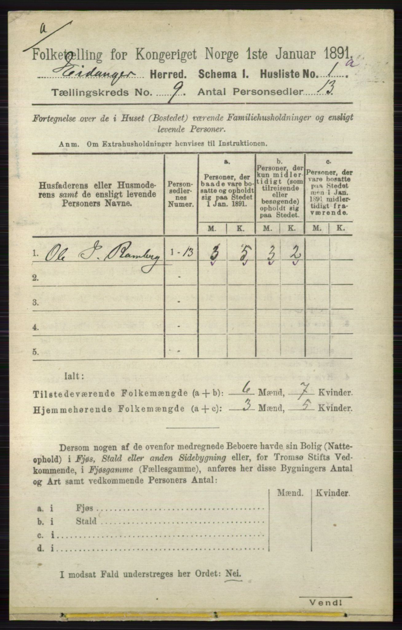 RA, 1891 census for 0813 Eidanger, 1891, p. 3563