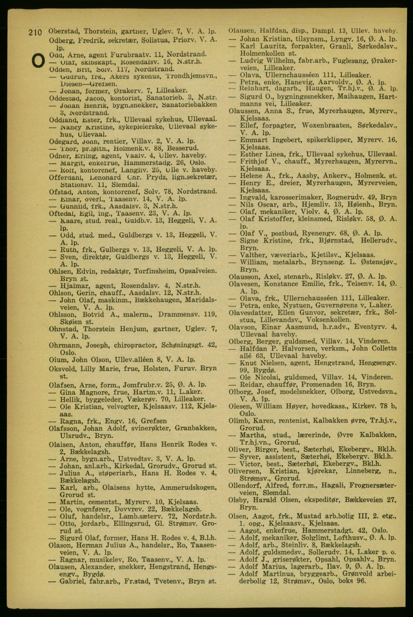 Aker adressebok/adressekalender, PUBL/001/A/004: Aker adressebok, 1929, p. 210