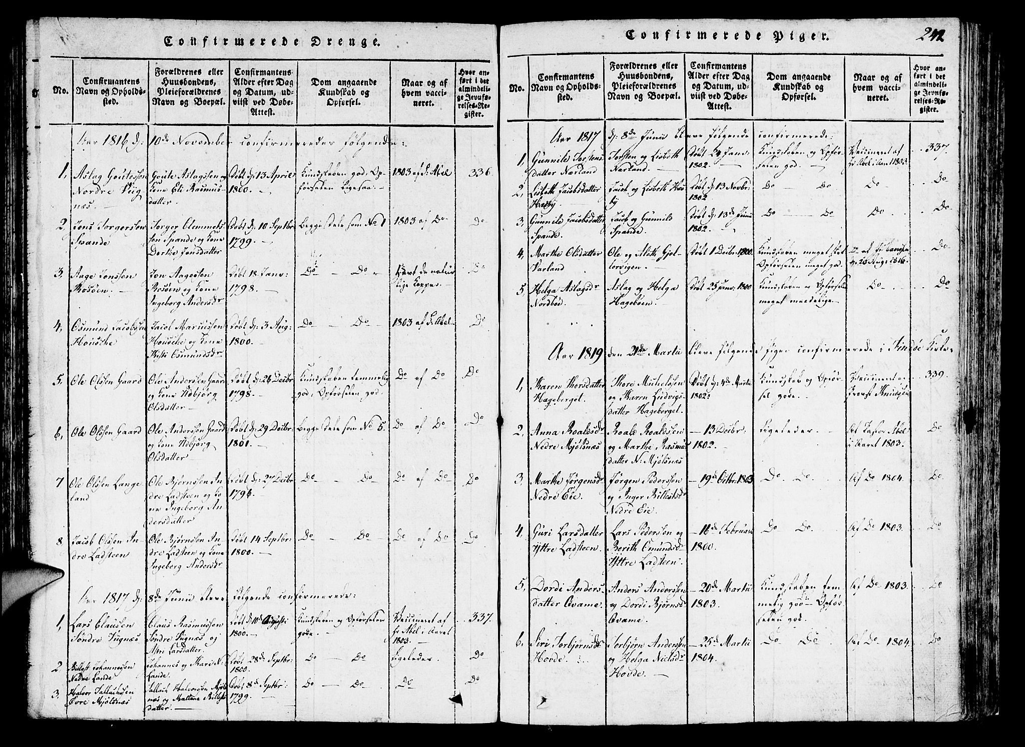Finnøy sokneprestkontor, SAST/A-101825/H/Ha/Haa/L0006: Parish register (official) no. A 6, 1816-1846, p. 242