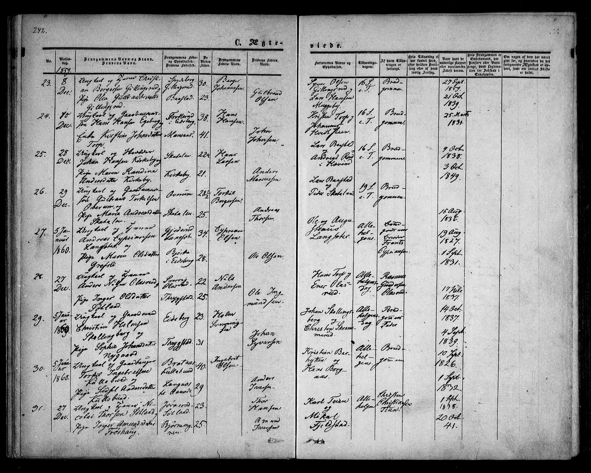 Trøgstad prestekontor Kirkebøker, AV/SAO-A-10925/F/Fa/L0008.b: Parish register (official) no. I 8B, 1855-1864, p. 242