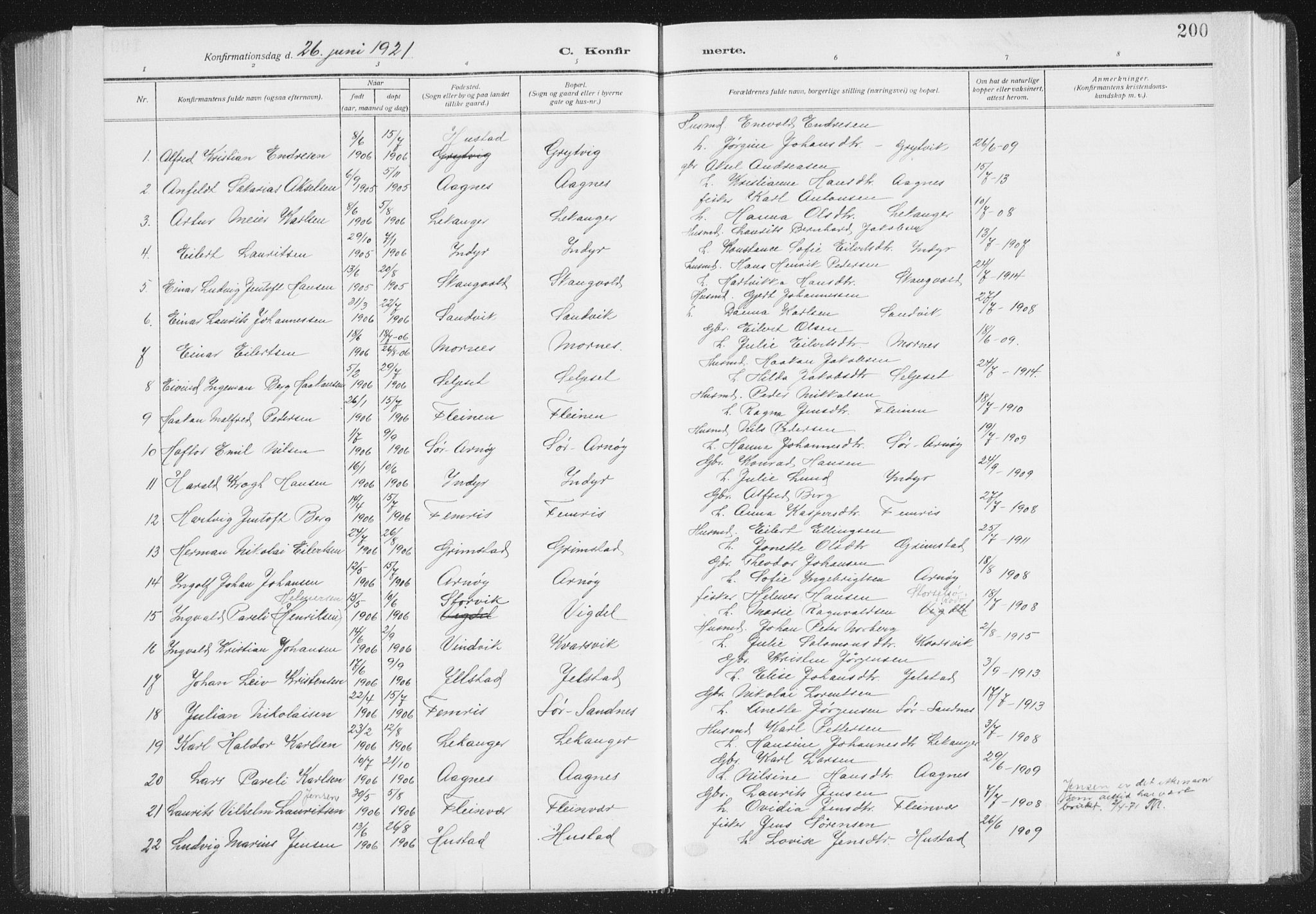 Ministerialprotokoller, klokkerbøker og fødselsregistre - Nordland, SAT/A-1459/805/L0104: Parish register (official) no. 805A09, 1909-1926, p. 200
