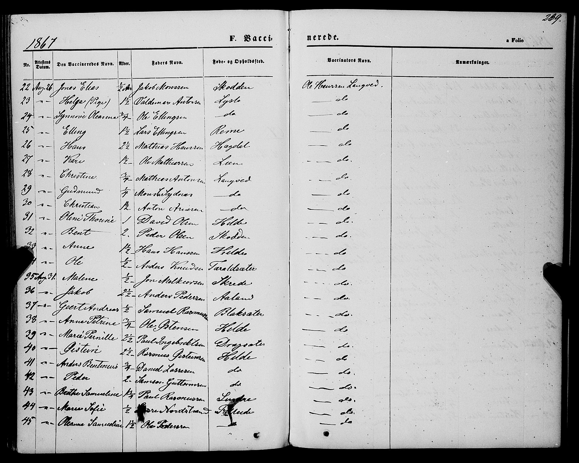 Innvik sokneprestembete, AV/SAB-A-80501: Parish register (official) no. A 6, 1865-1878, p. 269