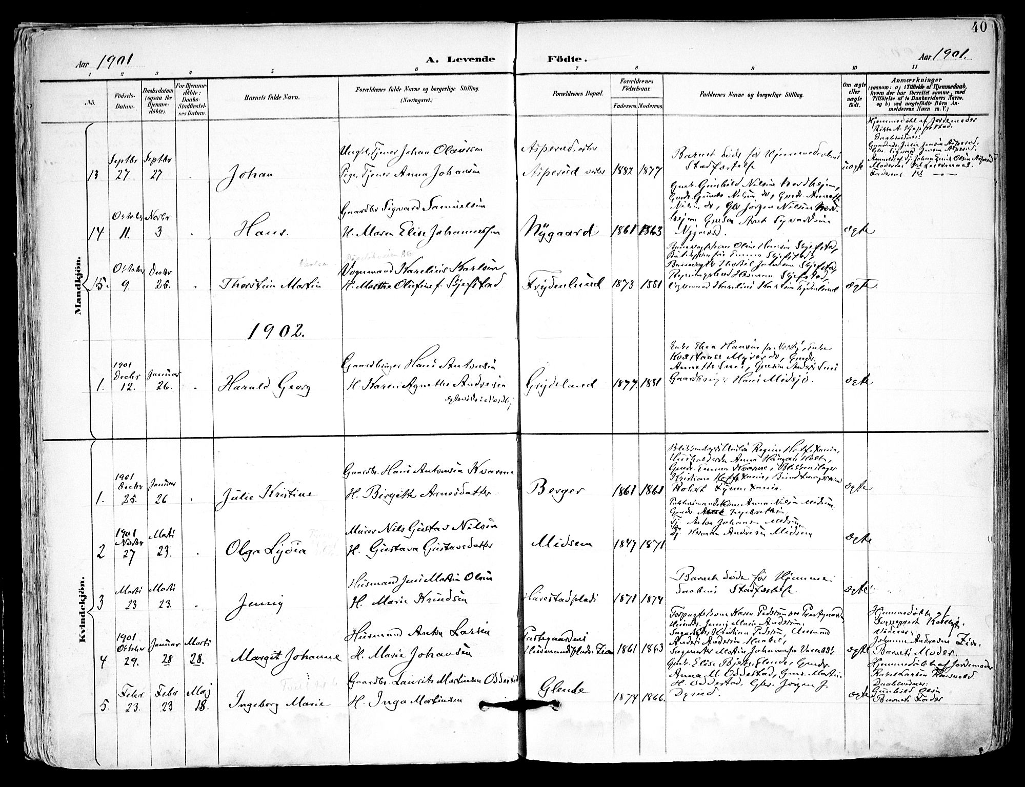 Kråkstad prestekontor Kirkebøker, SAO/A-10125a/F/Fa/L0010: Parish register (official) no. I 10, 1893-1931, p. 40