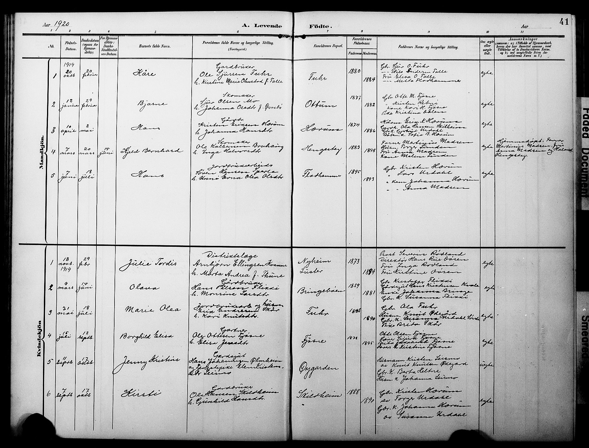 Luster sokneprestembete, AV/SAB-A-81101/H/Hab/Haba/L0001: Parish register (copy) no. A 1, 1903-1930, p. 41