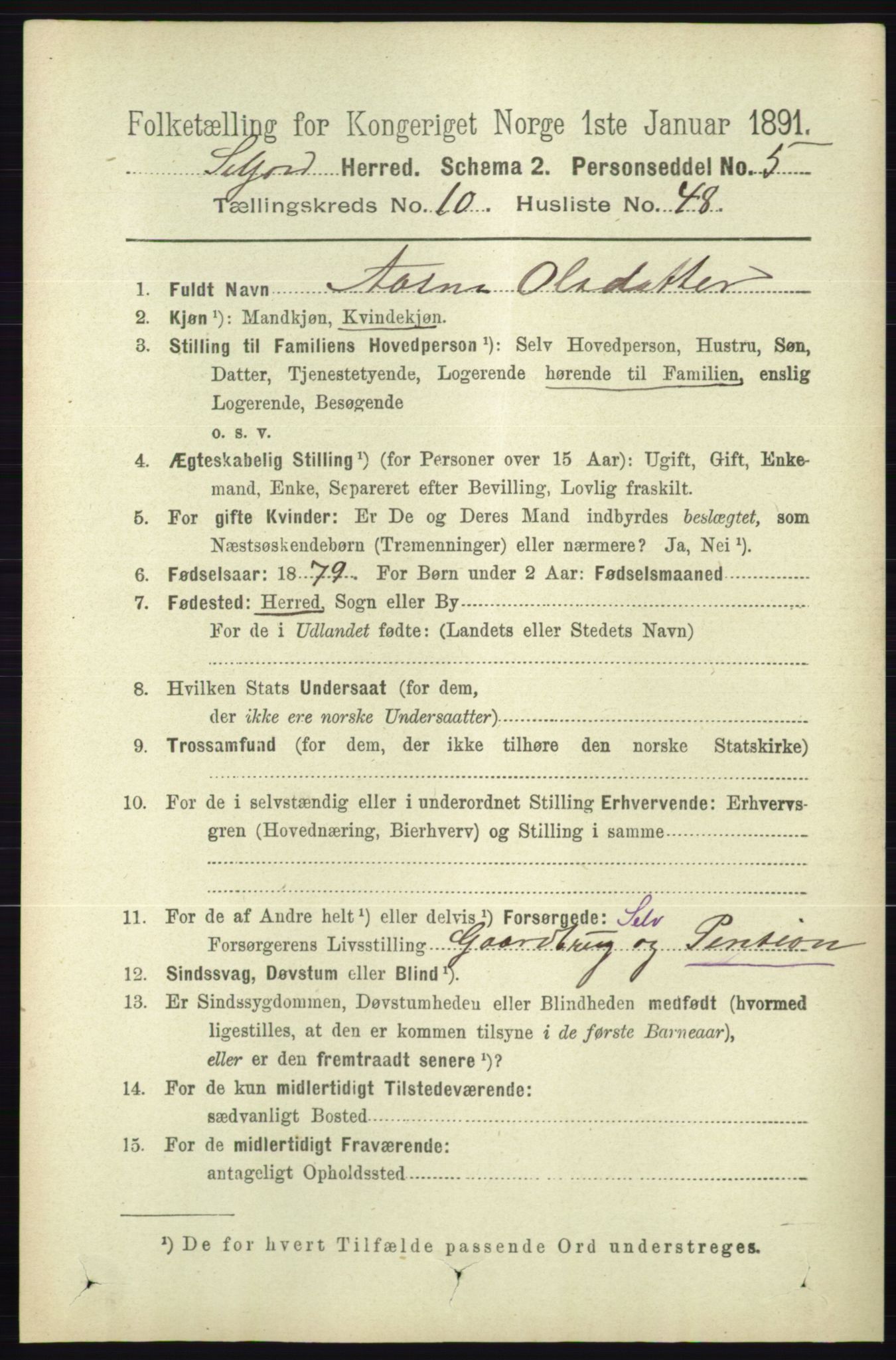 RA, 1891 census for 0828 Seljord, 1891, p. 3754