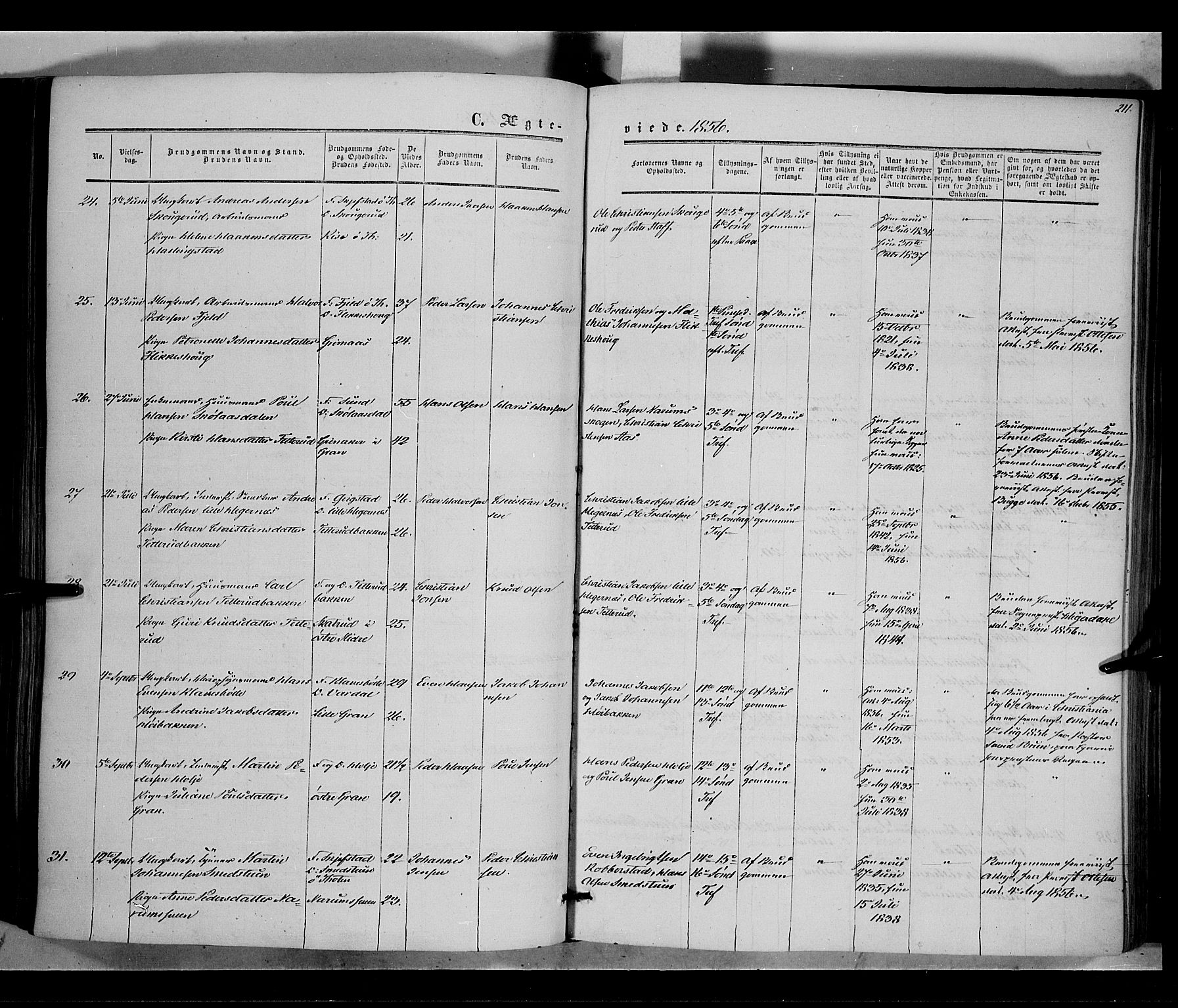 Vestre Toten prestekontor, AV/SAH-PREST-108/H/Ha/Haa/L0006: Parish register (official) no. 6, 1856-1861, p. 211