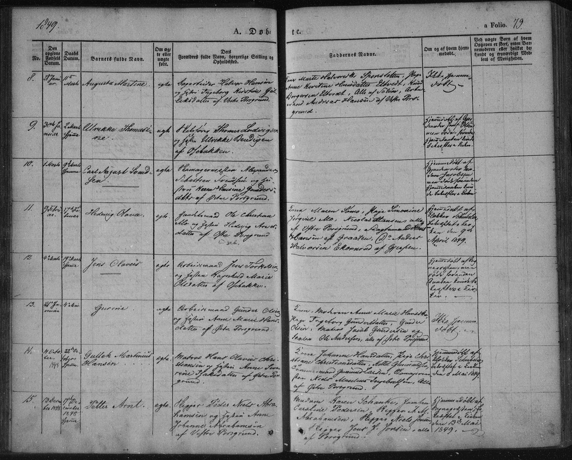 Porsgrunn kirkebøker , AV/SAKO-A-104/F/Fa/L0006: Parish register (official) no. 6, 1841-1857, p. 79