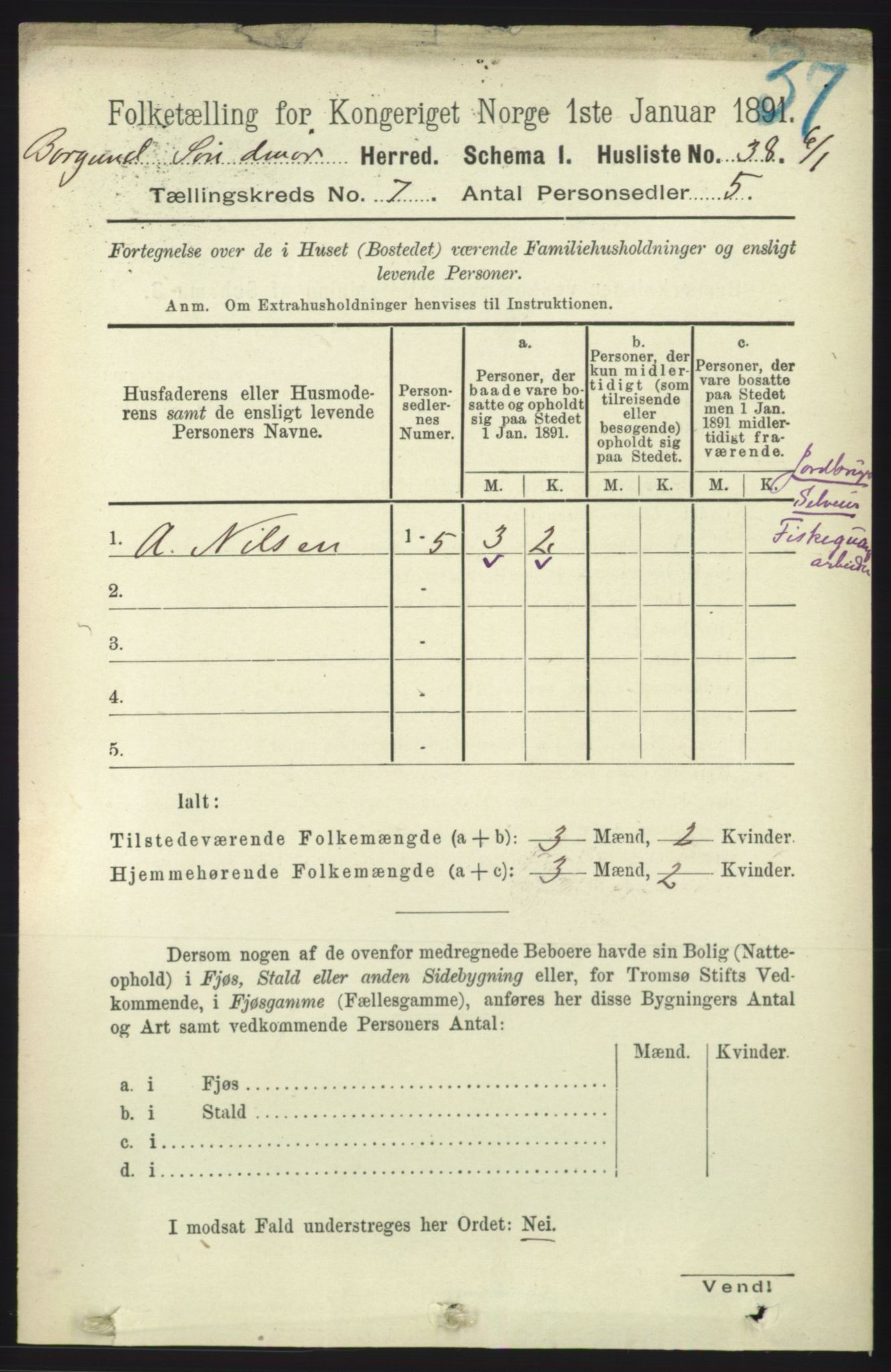 RA, 1891 census for 1531 Borgund, 1891, p. 1847