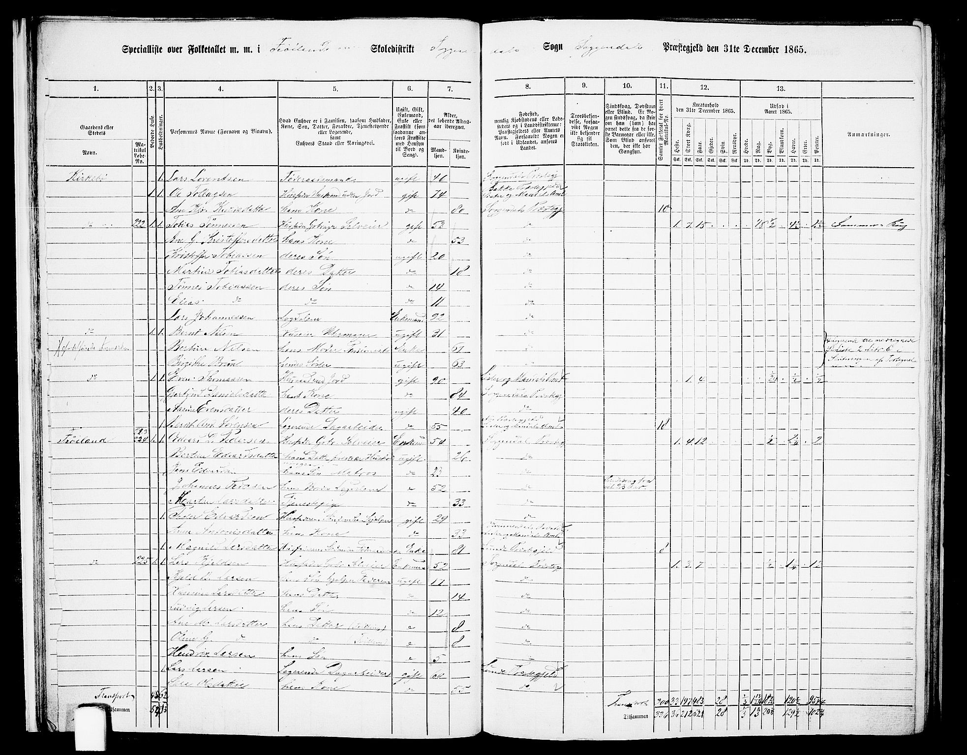 RA, 1865 census for Sokndal, 1865, p. 21