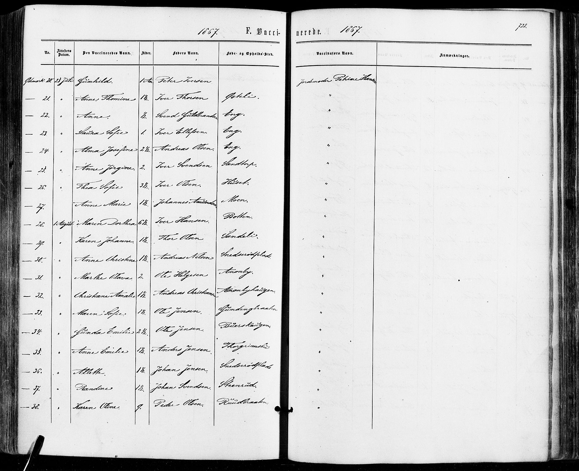 Aremark prestekontor Kirkebøker, SAO/A-10899/F/Fc/L0004: Parish register (official) no. III 4, 1866-1877, p. 721-722