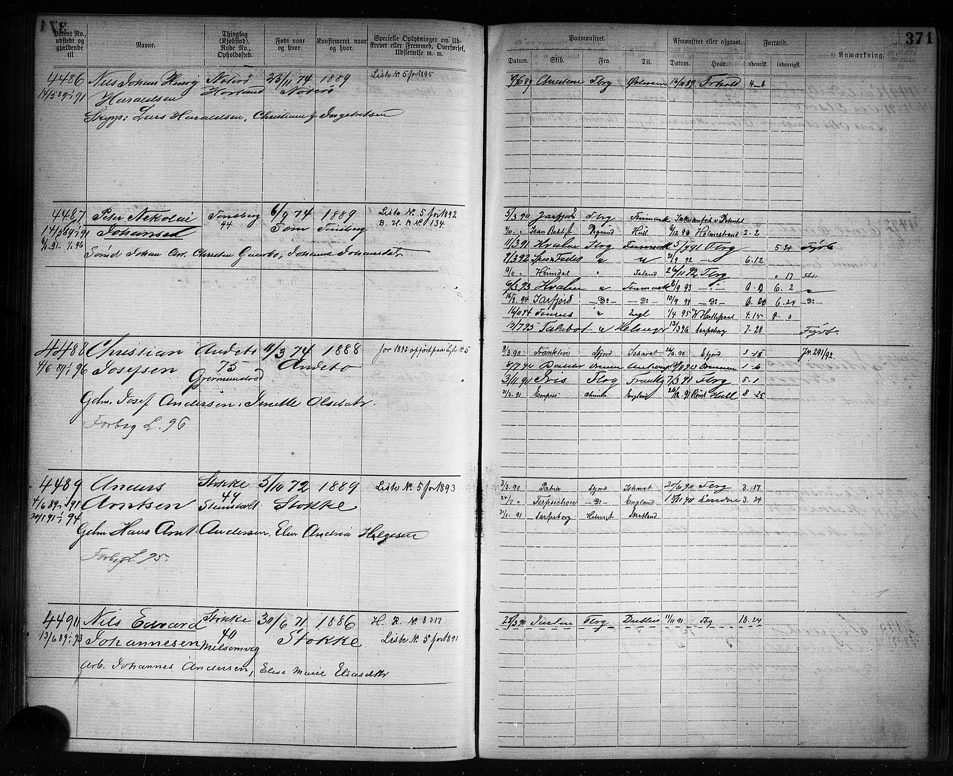 Tønsberg innrulleringskontor, AV/SAKO-A-786/F/Fb/L0007: Annotasjonsrulle Patent nr. 2636-5150, 1881-1892, p. 372