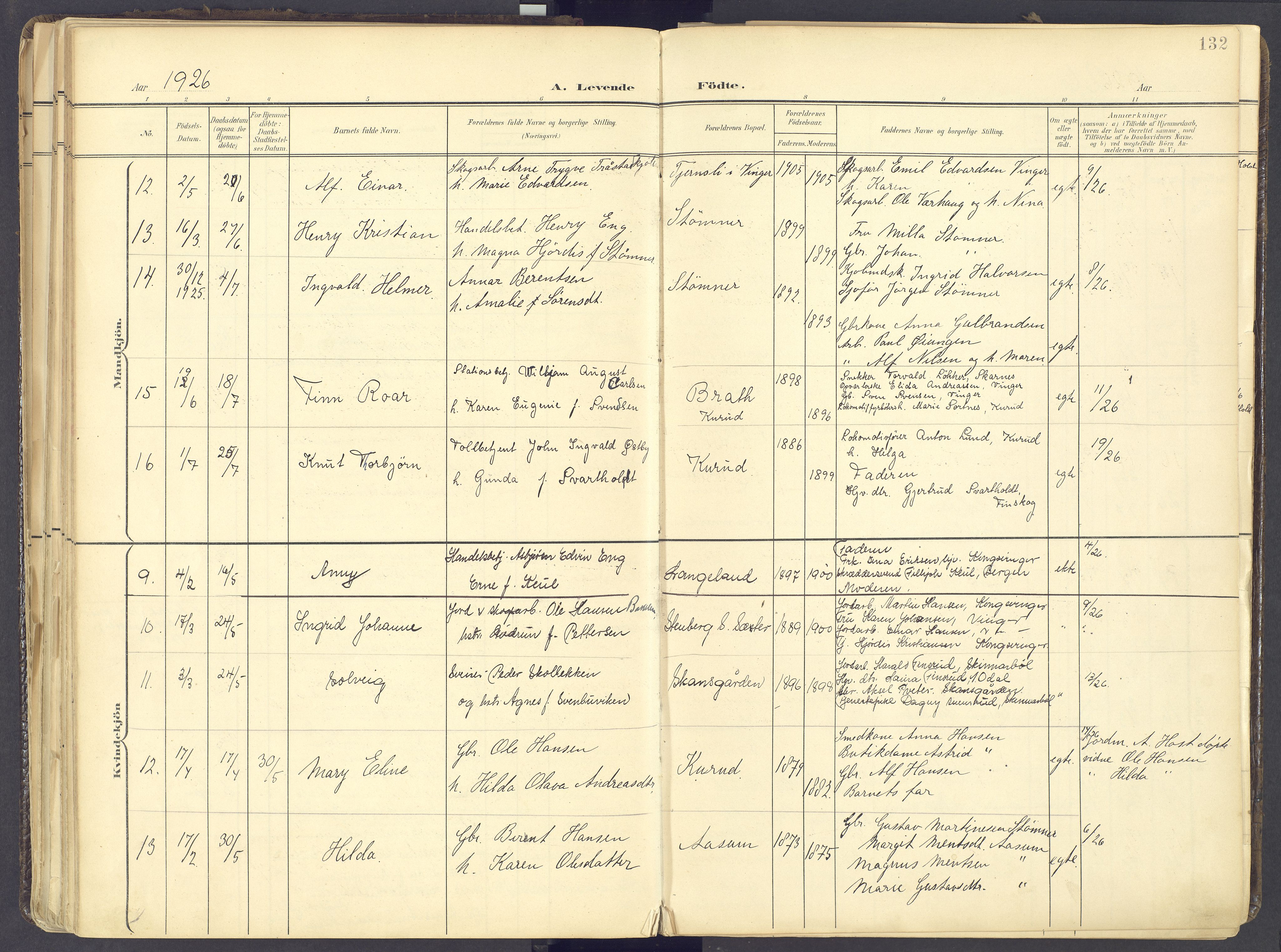 Vinger prestekontor, AV/SAH-PREST-024/H/Ha/Haa/L0017: Parish register (official) no. 17, 1901-1927, p. 132