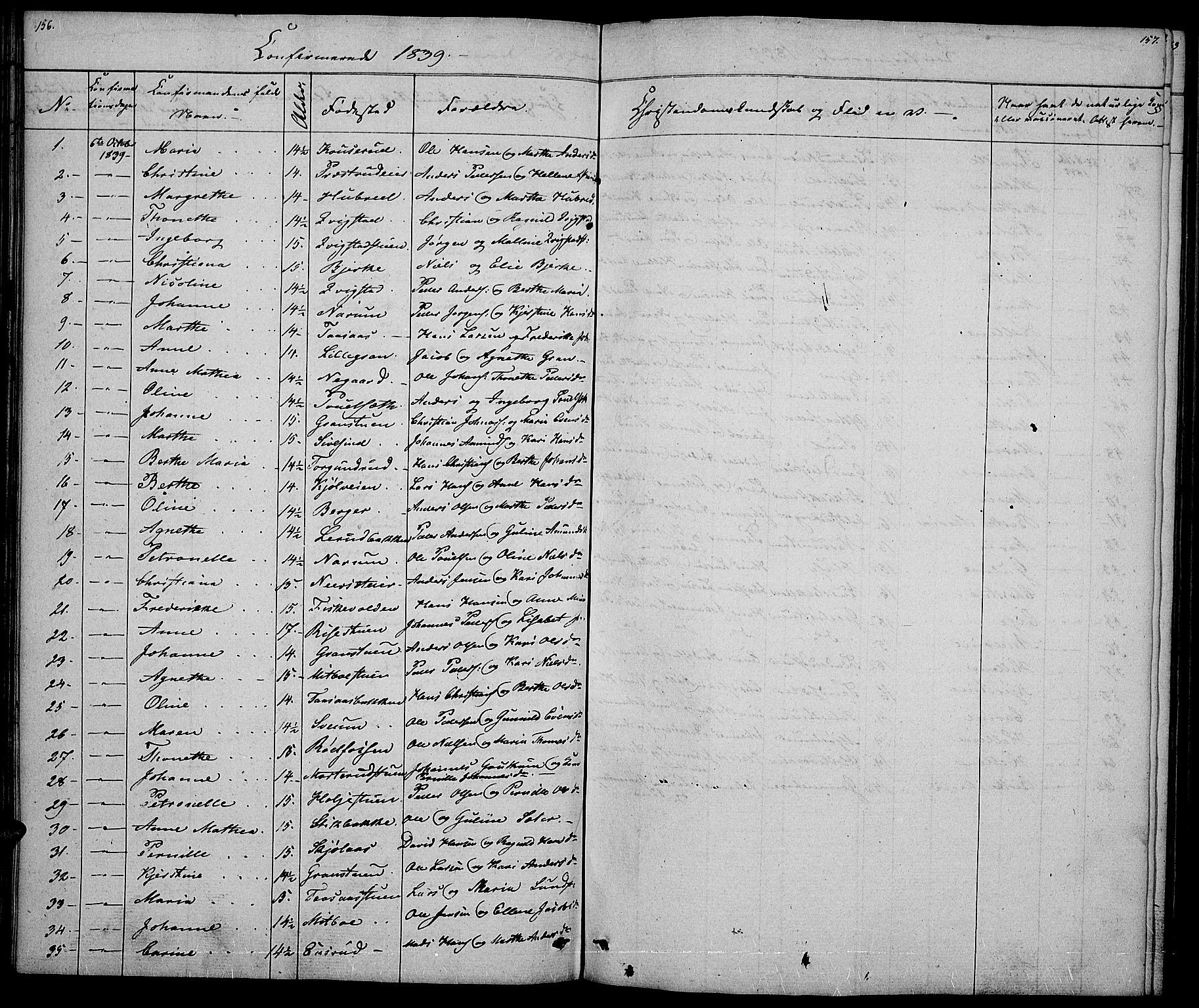 Vestre Toten prestekontor, AV/SAH-PREST-108/H/Ha/Hab/L0002: Parish register (copy) no. 2, 1836-1848, p. 156-157