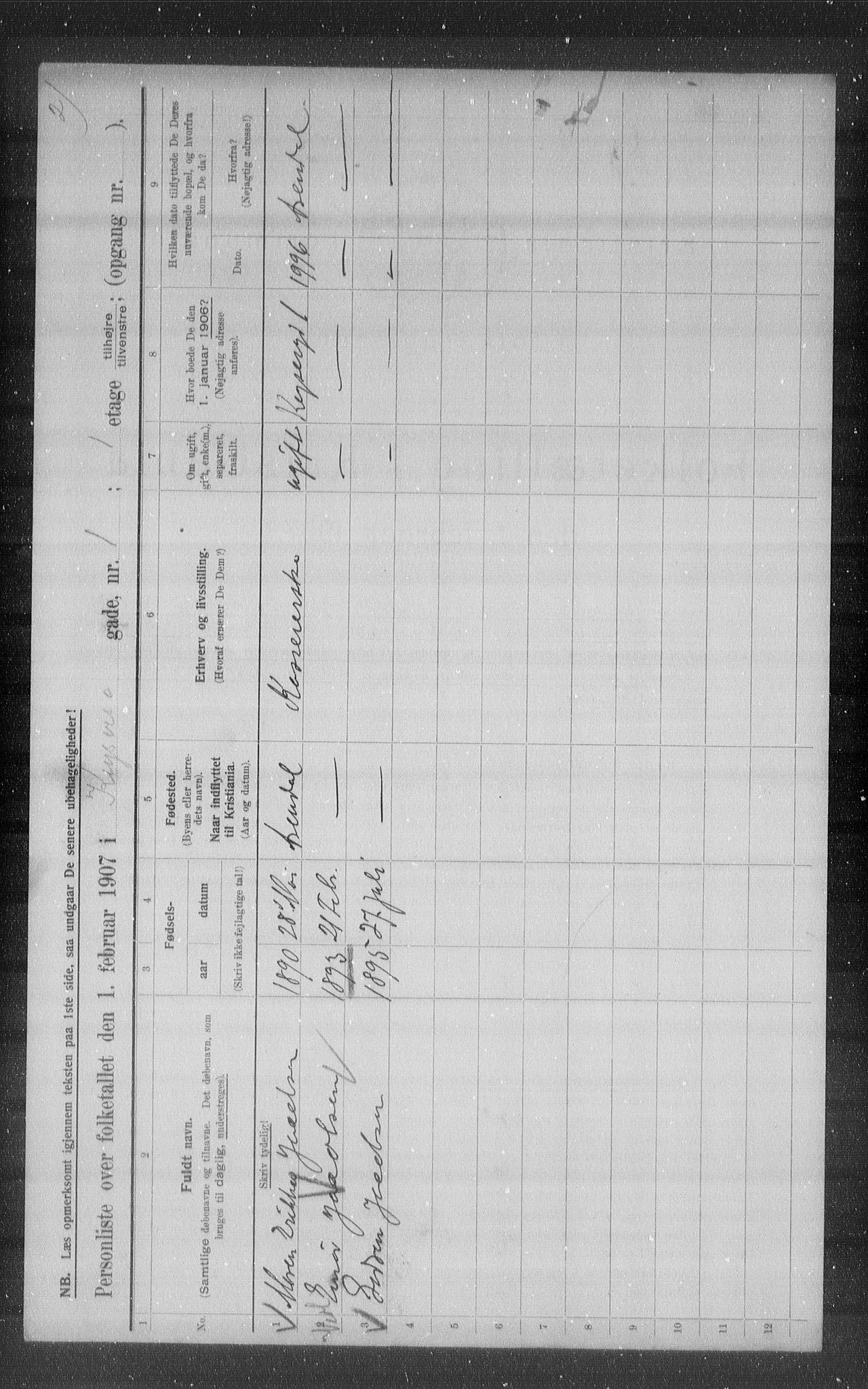 OBA, Municipal Census 1907 for Kristiania, 1907, p. 25076