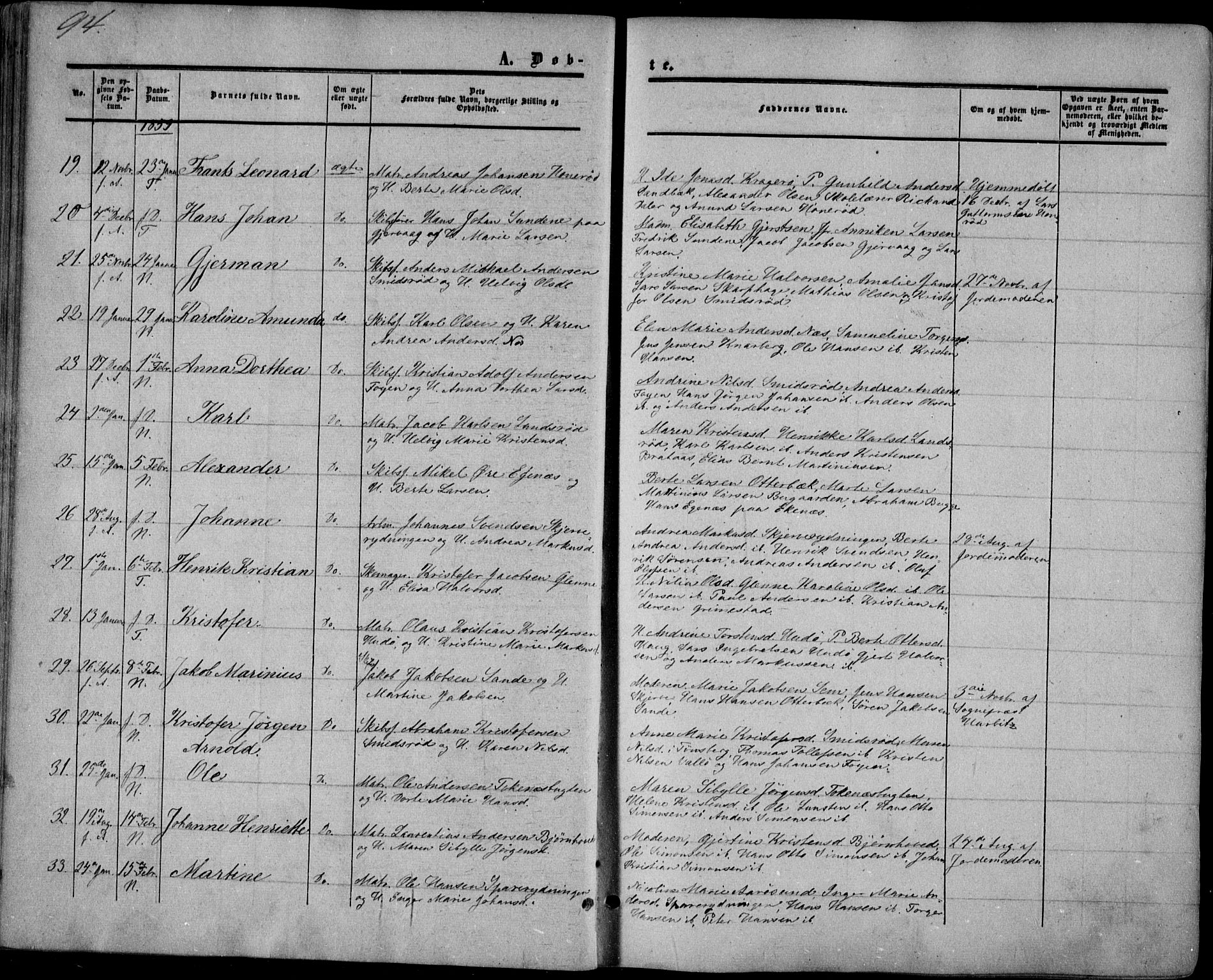 Nøtterøy kirkebøker, SAKO/A-354/F/Fa/L0006: Parish register (official) no. I 6, 1852-1864, p. 94