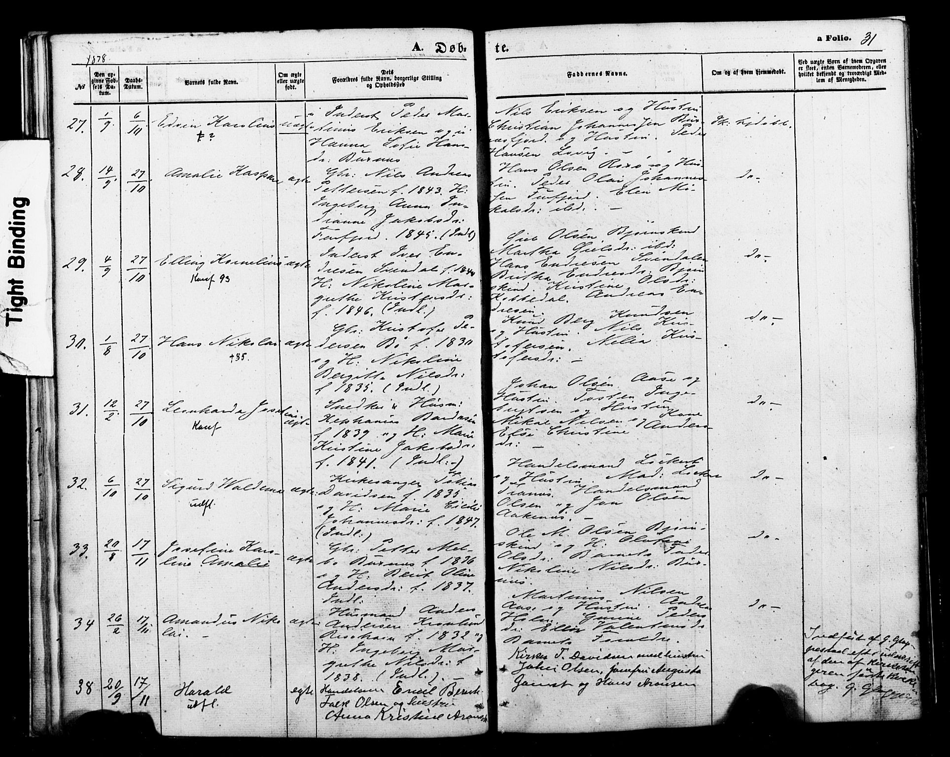 Ministerialprotokoller, klokkerbøker og fødselsregistre - Nordland, SAT/A-1459/898/L1421: Parish register (official) no. 898A01, 1866-1886, p. 31