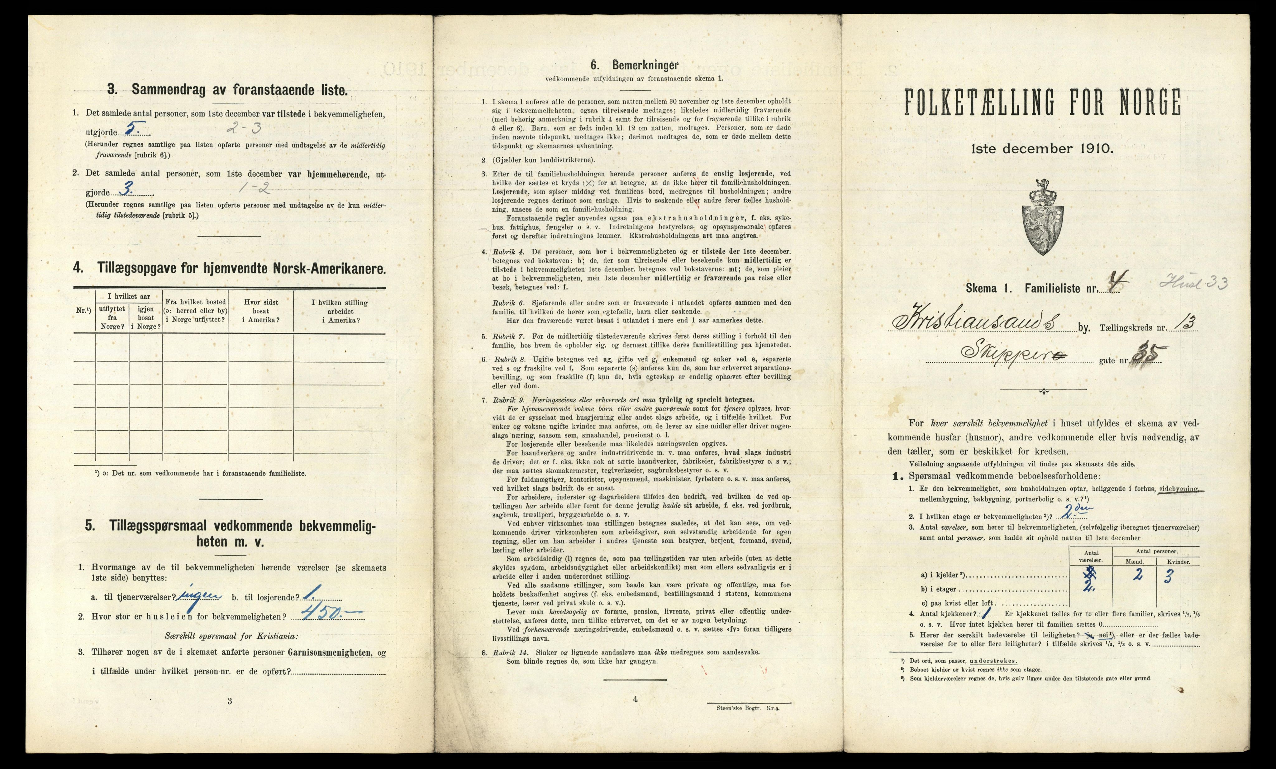 RA, 1910 census for Kristiansand, 1910, p. 3306