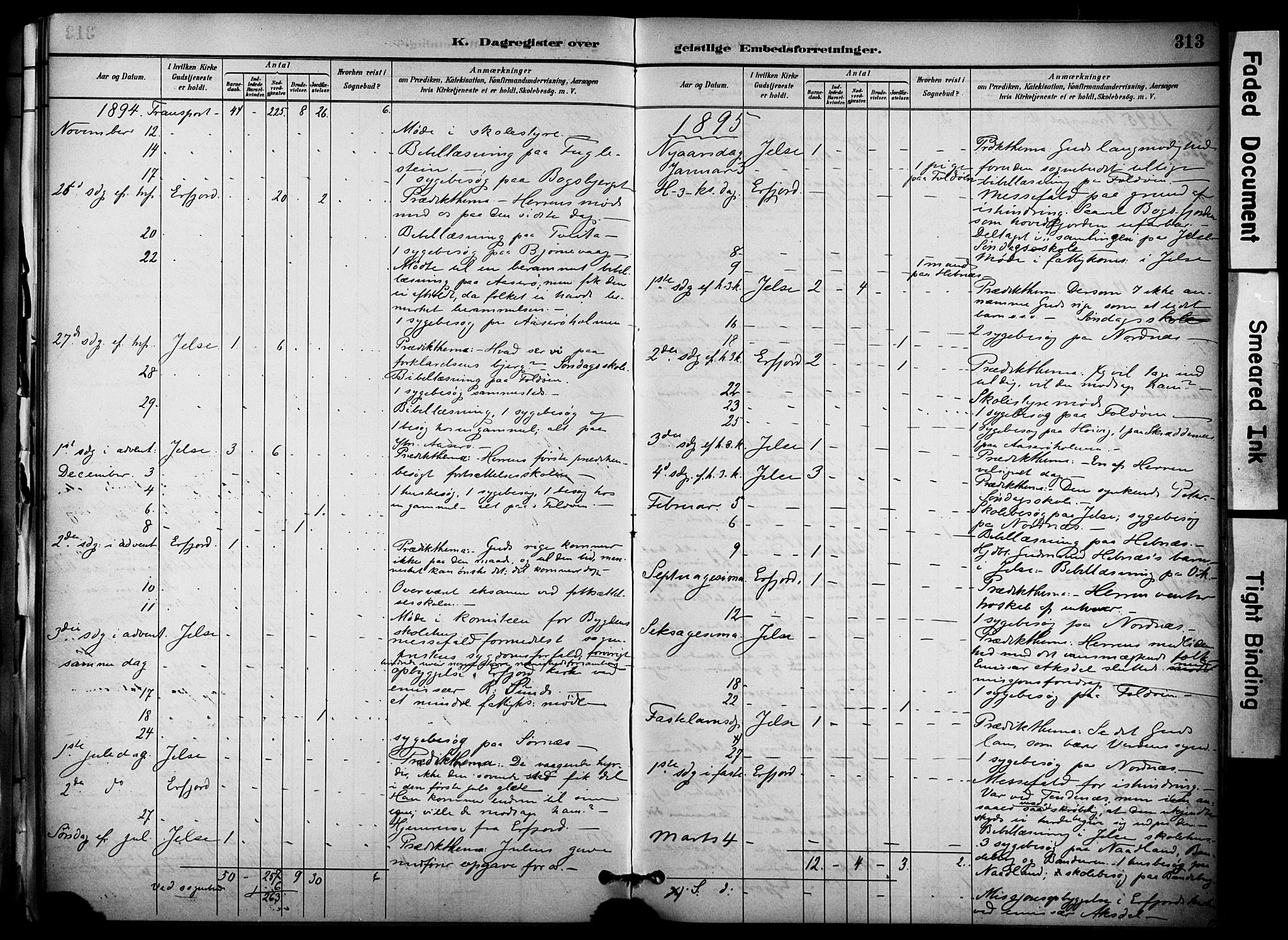 Jelsa sokneprestkontor, AV/SAST-A-101842/01/IV: Parish register (official) no. A 10, 1884-1906, p. 313