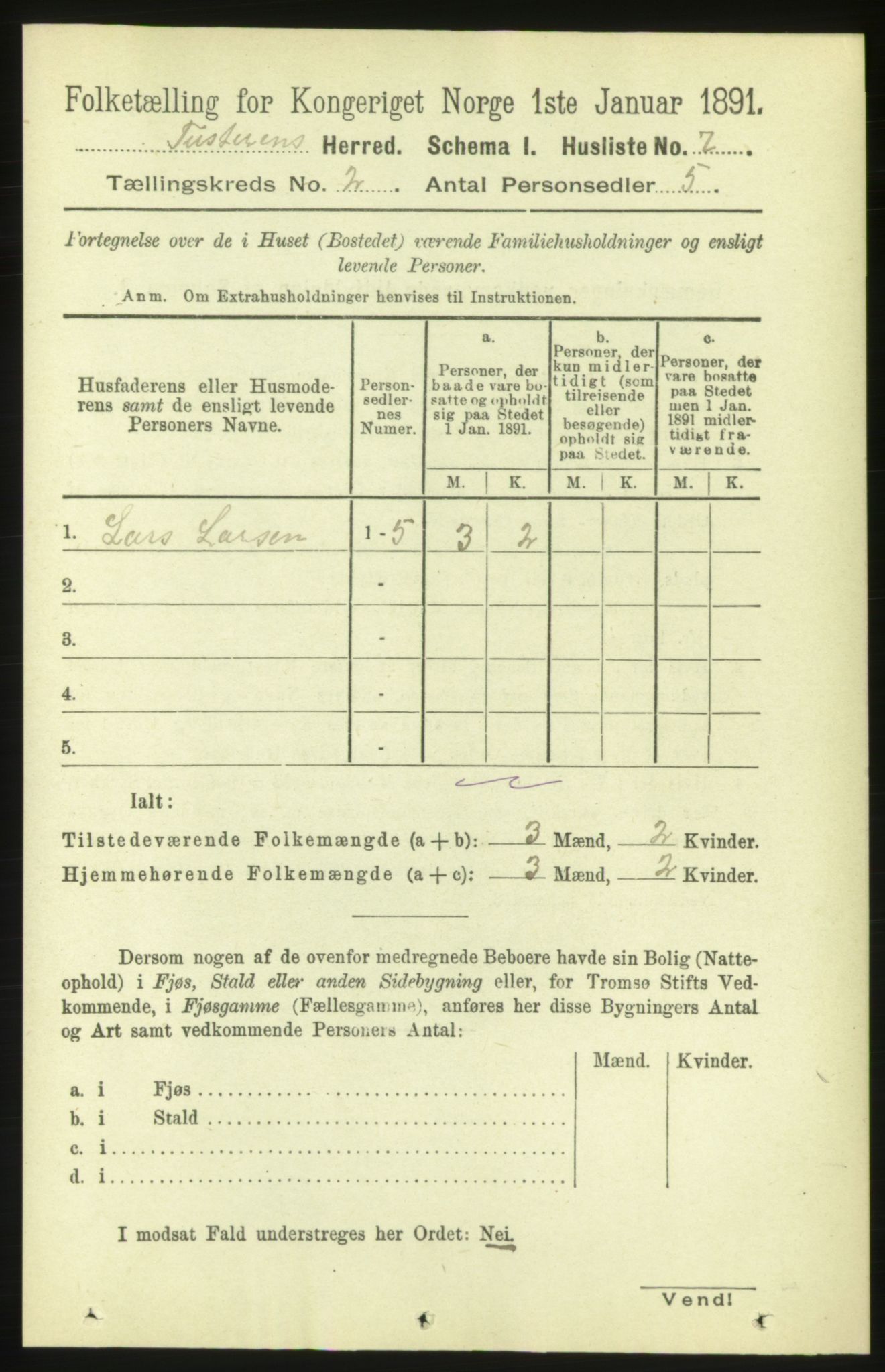 RA, 1891 census for 1572 Tustna, 1891, p. 648