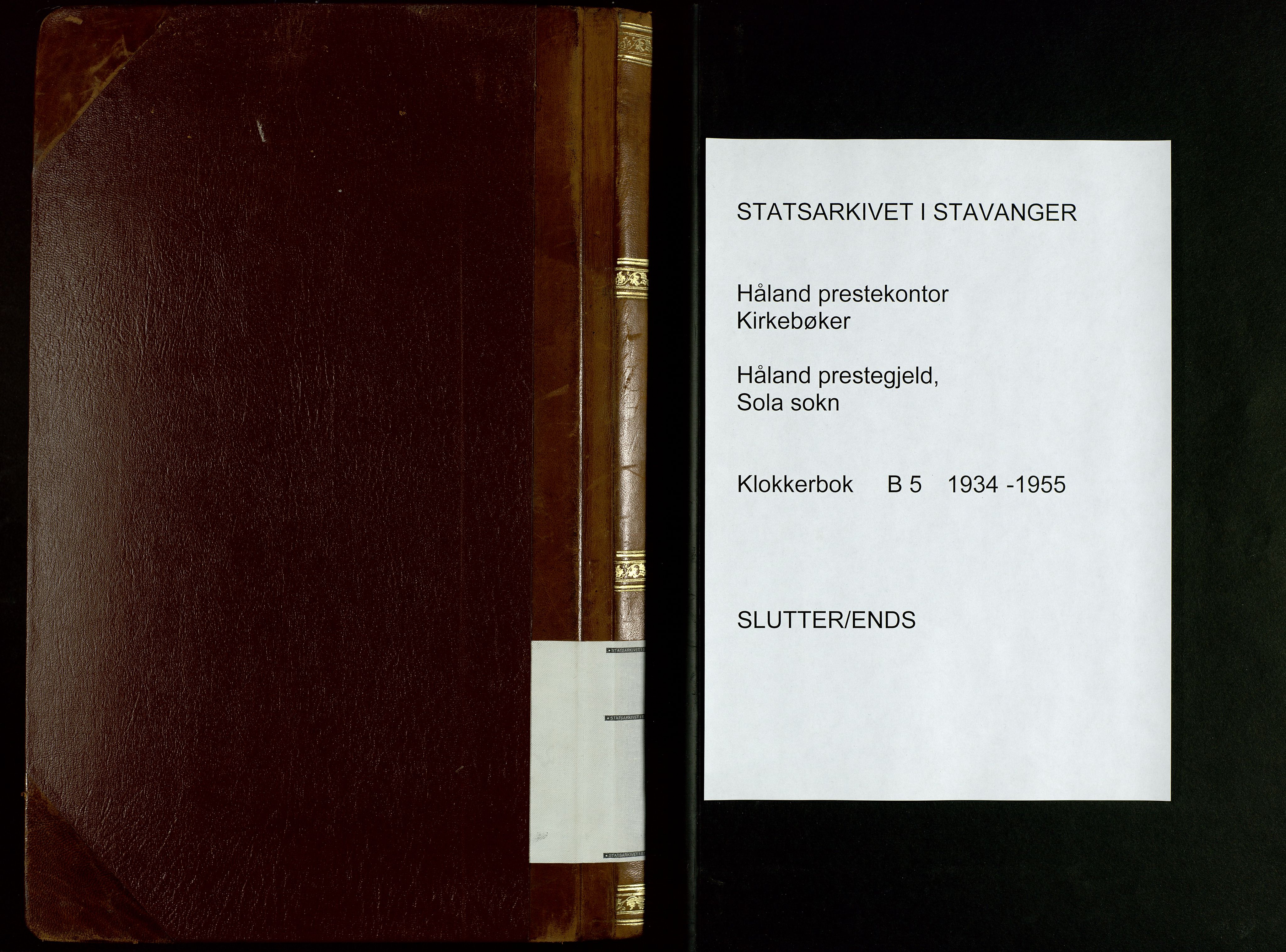 Håland sokneprestkontor, SAST/A-101802/001/30BB/L0005: Parish register (copy) no. B 5, 1934-1955