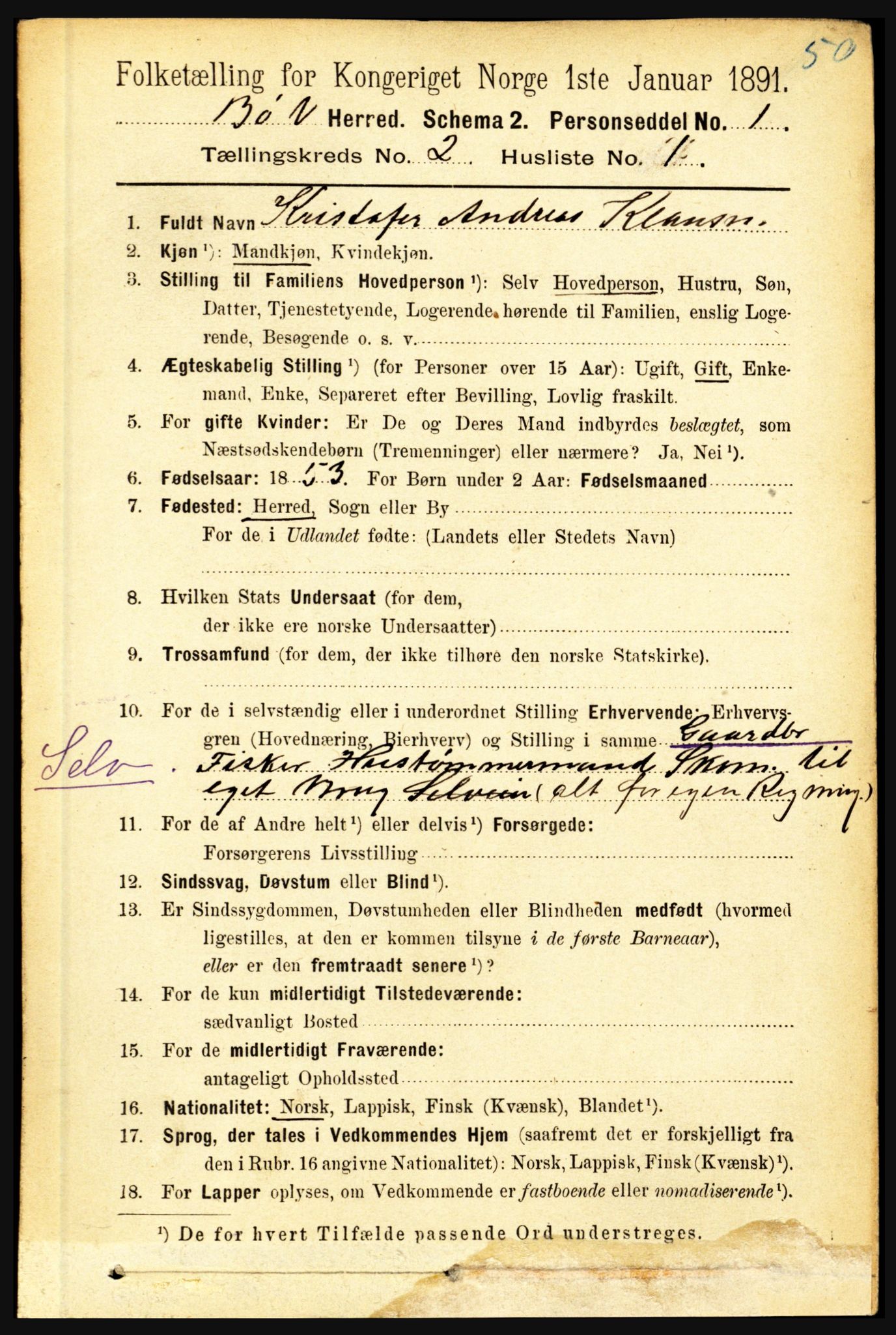 RA, 1891 census for 1867 Bø, 1891, p. 545