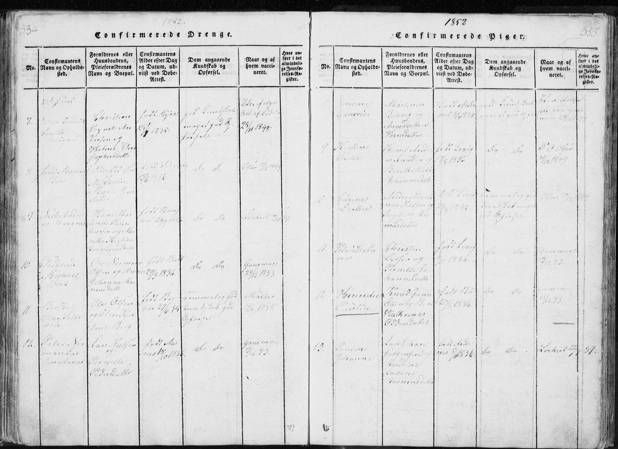 Ministerialprotokoller, klokkerbøker og fødselsregistre - Nordland, AV/SAT-A-1459/897/L1411: Parish register (copy) no. 897C01, 1820-1866, p. 534-535