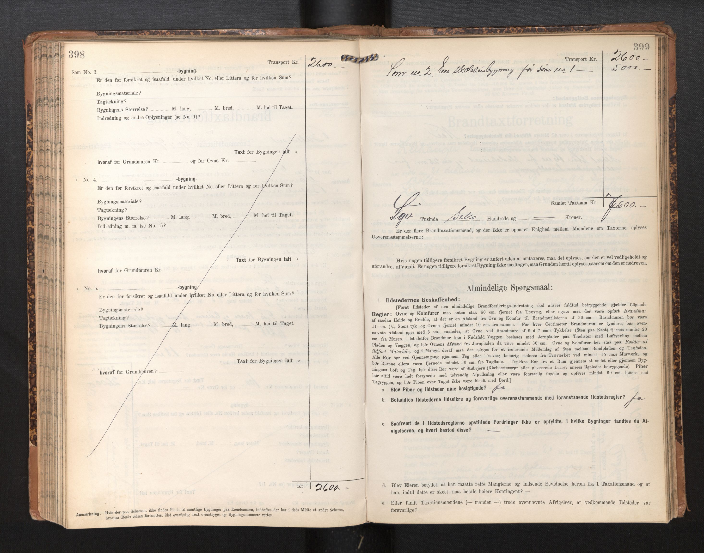 Lensmannen i Leikanger, AV/SAB-A-29201/0012/L0005: Branntakstprotokoll, skjematakst, 1907-1917, p. 398-399