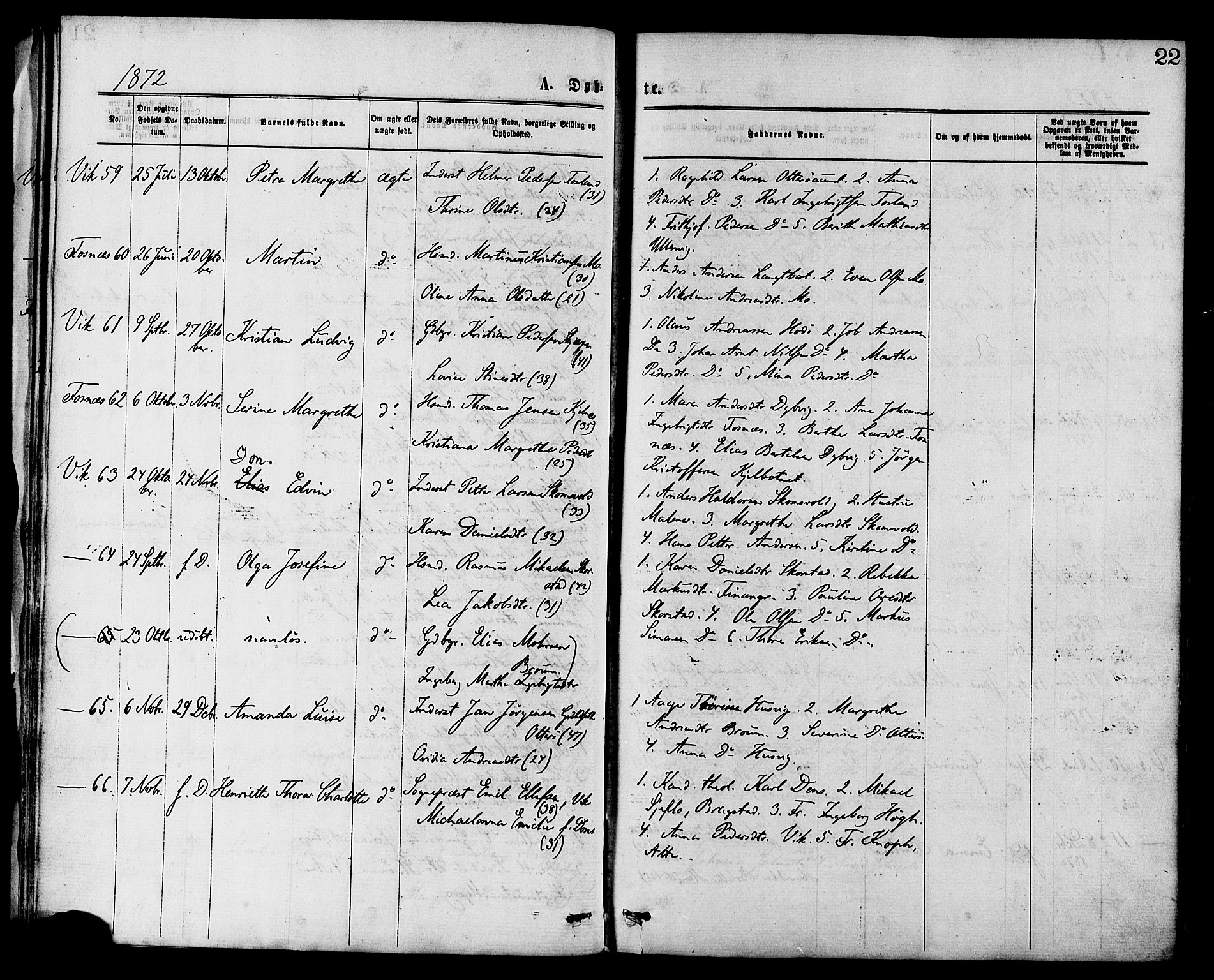 Ministerialprotokoller, klokkerbøker og fødselsregistre - Nord-Trøndelag, SAT/A-1458/773/L0616: Parish register (official) no. 773A07, 1870-1887, p. 22