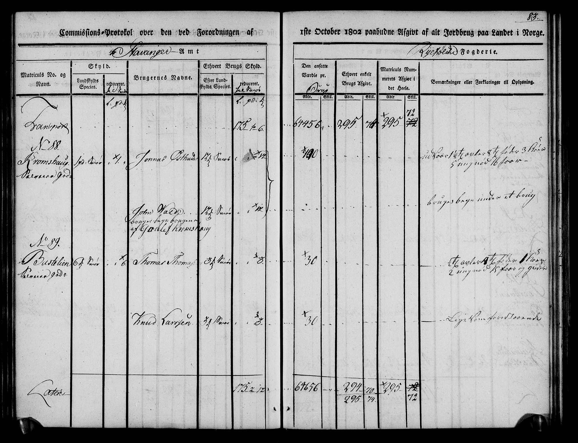 Rentekammeret inntil 1814, Realistisk ordnet avdeling, AV/RA-EA-4070/N/Ne/Nea/L0101: Ryfylke fogderi. Kommisjonsprotokoll for Jelsa, Hjelmeland og Årdal skipreider, 1803, p. 85