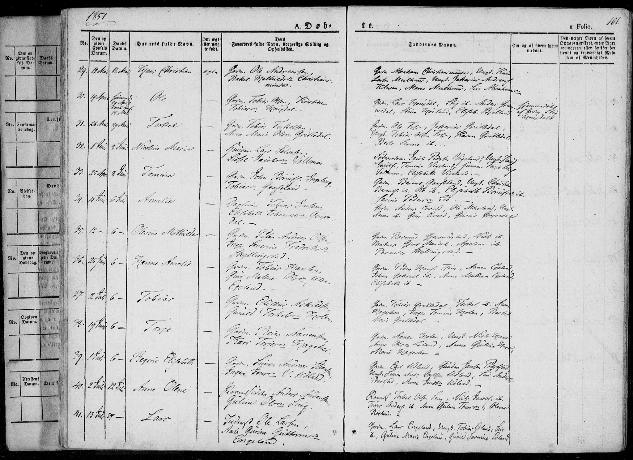 Sør-Audnedal sokneprestkontor, AV/SAK-1111-0039/F/Fa/Fab/L0006: Parish register (official) no. A 6, 1829-1855, p. 101