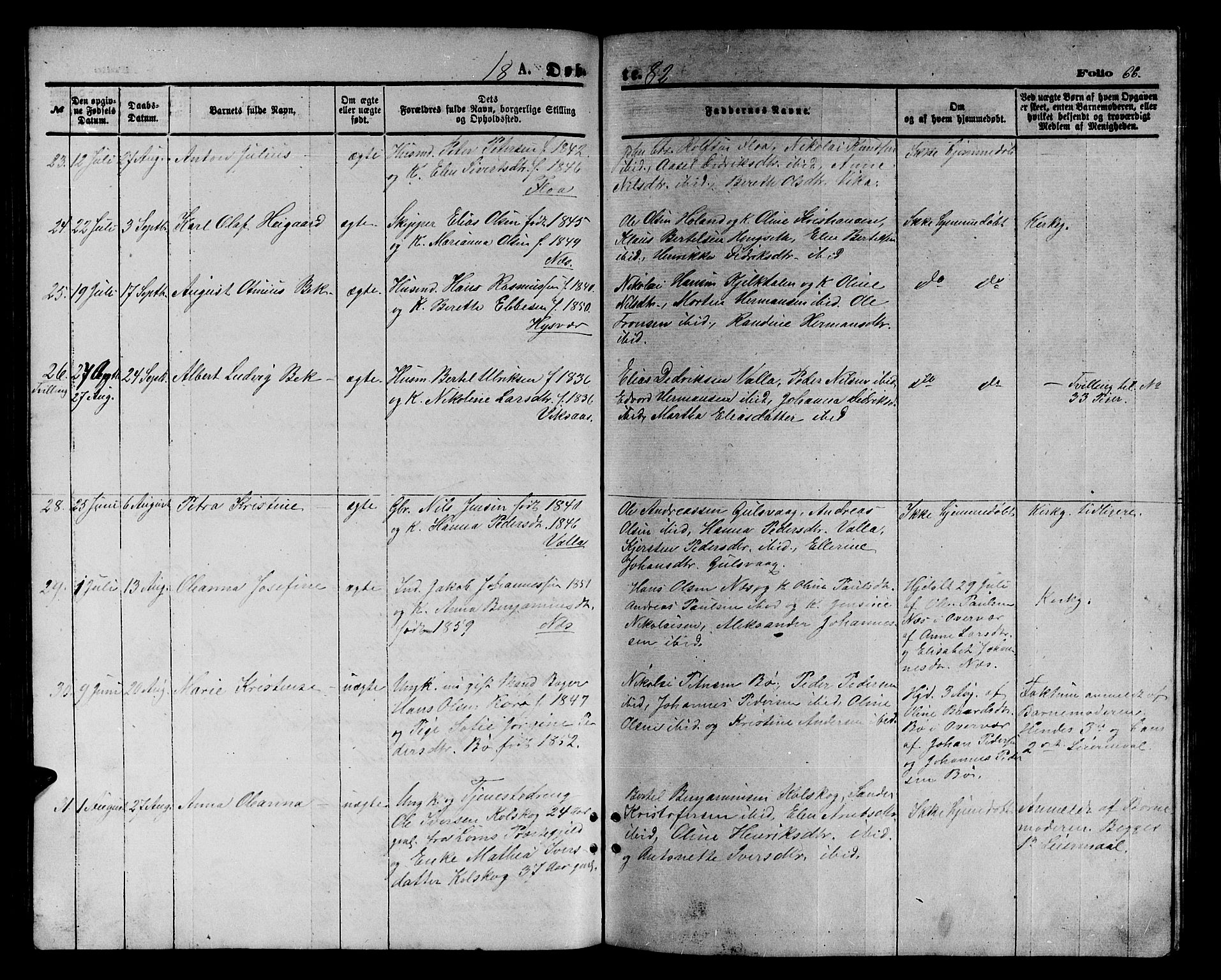 Ministerialprotokoller, klokkerbøker og fødselsregistre - Nordland, AV/SAT-A-1459/816/L0252: Parish register (copy) no. 816C02, 1871-1885, p. 66