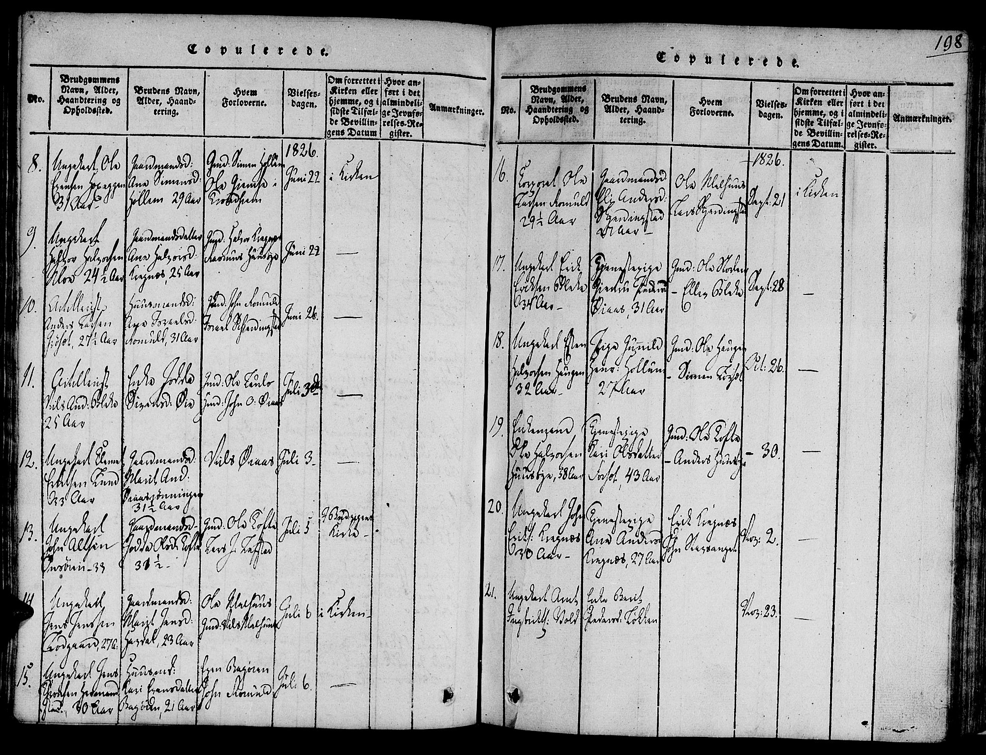 Ministerialprotokoller, klokkerbøker og fødselsregistre - Sør-Trøndelag, SAT/A-1456/691/L1065: Parish register (official) no. 691A03 /1, 1816-1826, p. 198