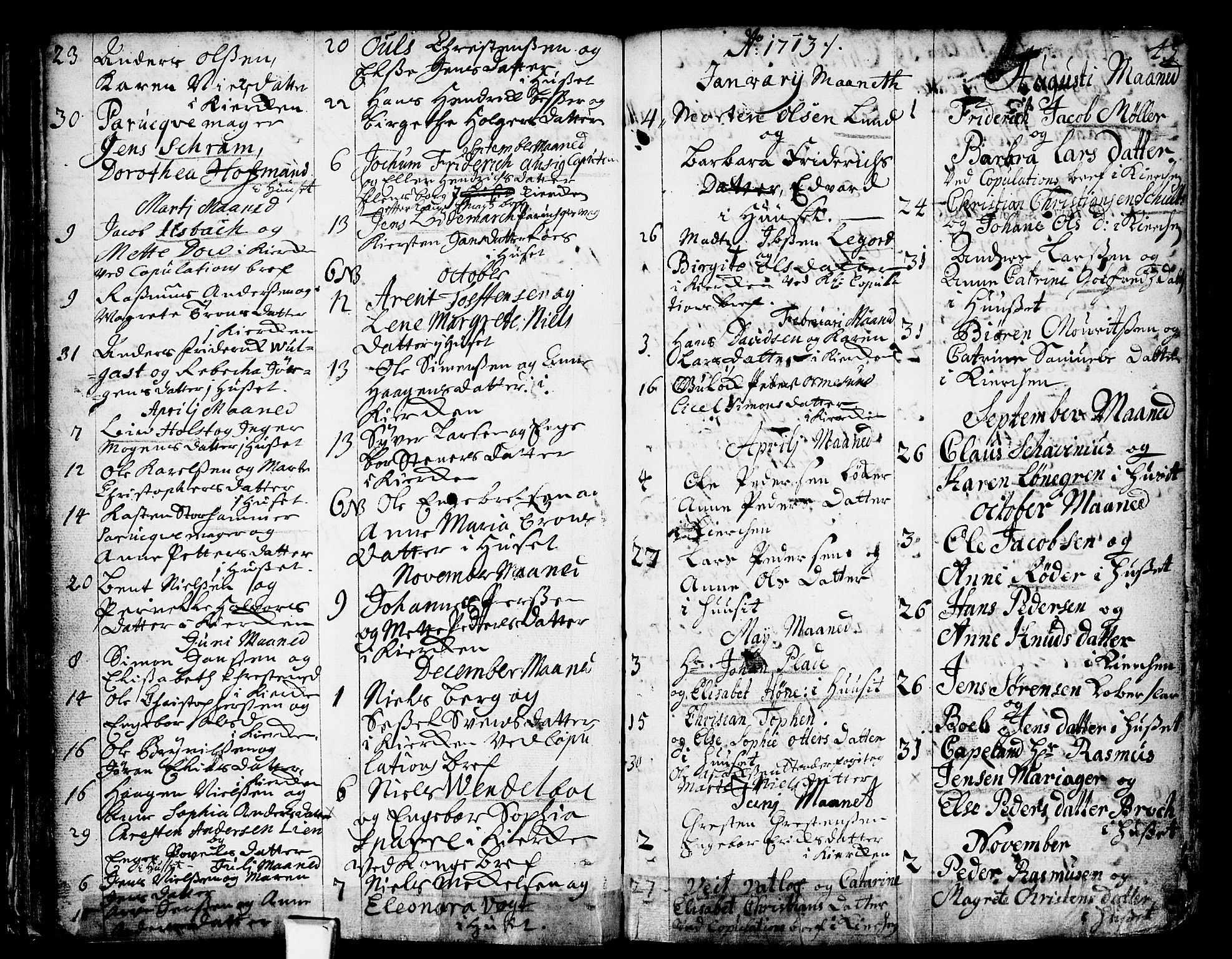 Oslo domkirke Kirkebøker, SAO/A-10752/F/Fa/L0002: Parish register (official) no. 2, 1705-1730, p. 45