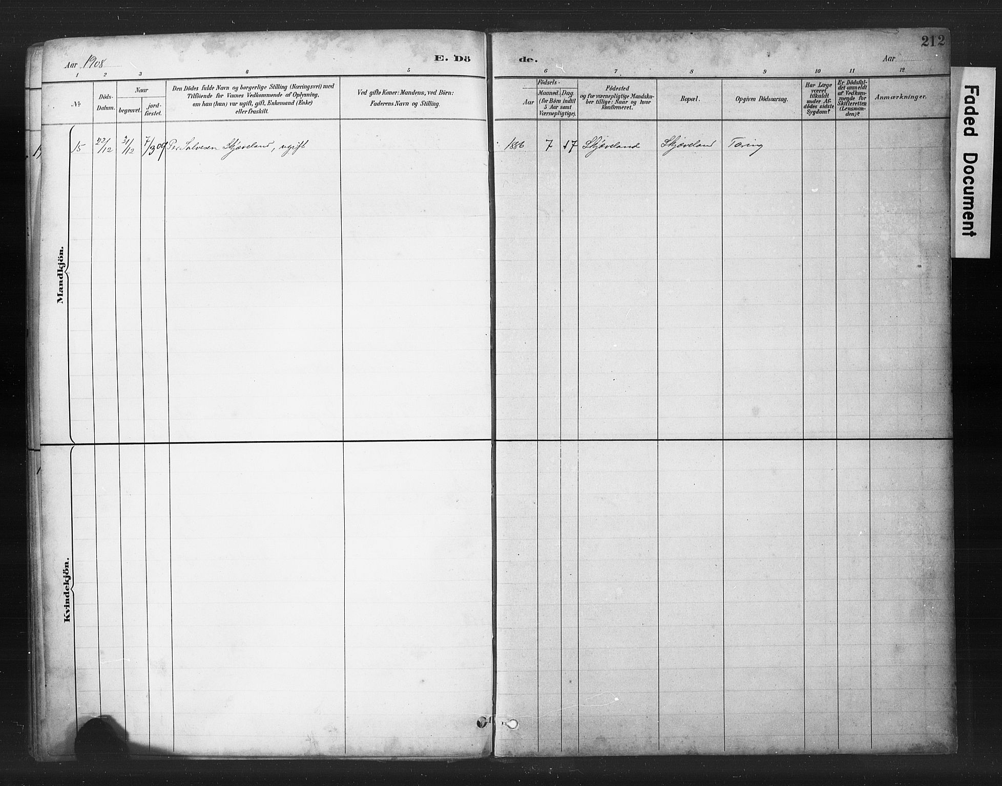 Helleland sokneprestkontor, AV/SAST-A-101810: Parish register (copy) no. B 5, 1887-1908, p. 212