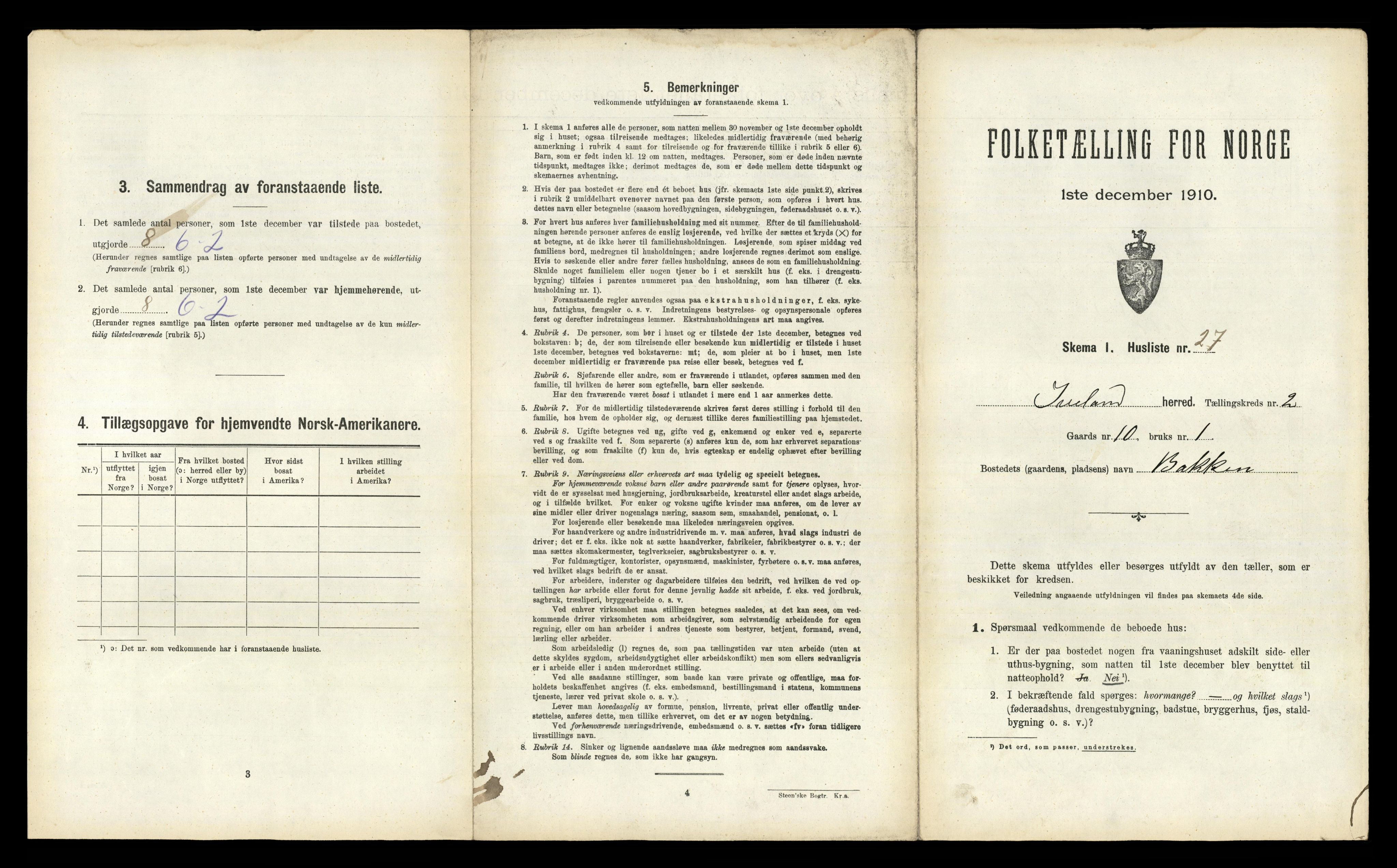 RA, 1910 census for Iveland, 1910, p. 119