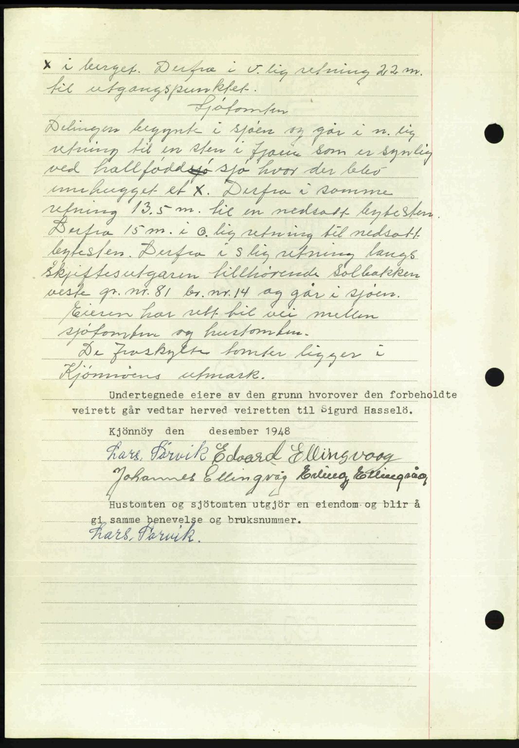 Nordmøre sorenskriveri, AV/SAT-A-4132/1/2/2Ca: Mortgage book no. A110, 1948-1949, Diary no: : 3589/1948