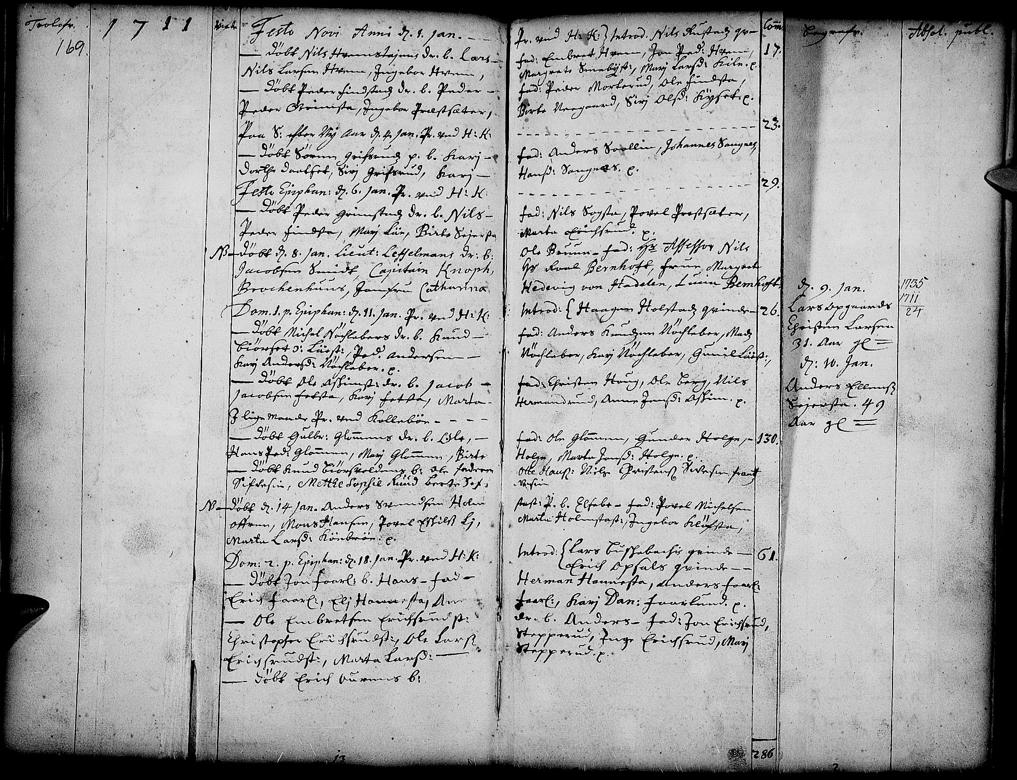 Toten prestekontor, SAH/PREST-102/H/Ha/Haa/L0001: Parish register (official) no. 1, 1695-1713, p. 169