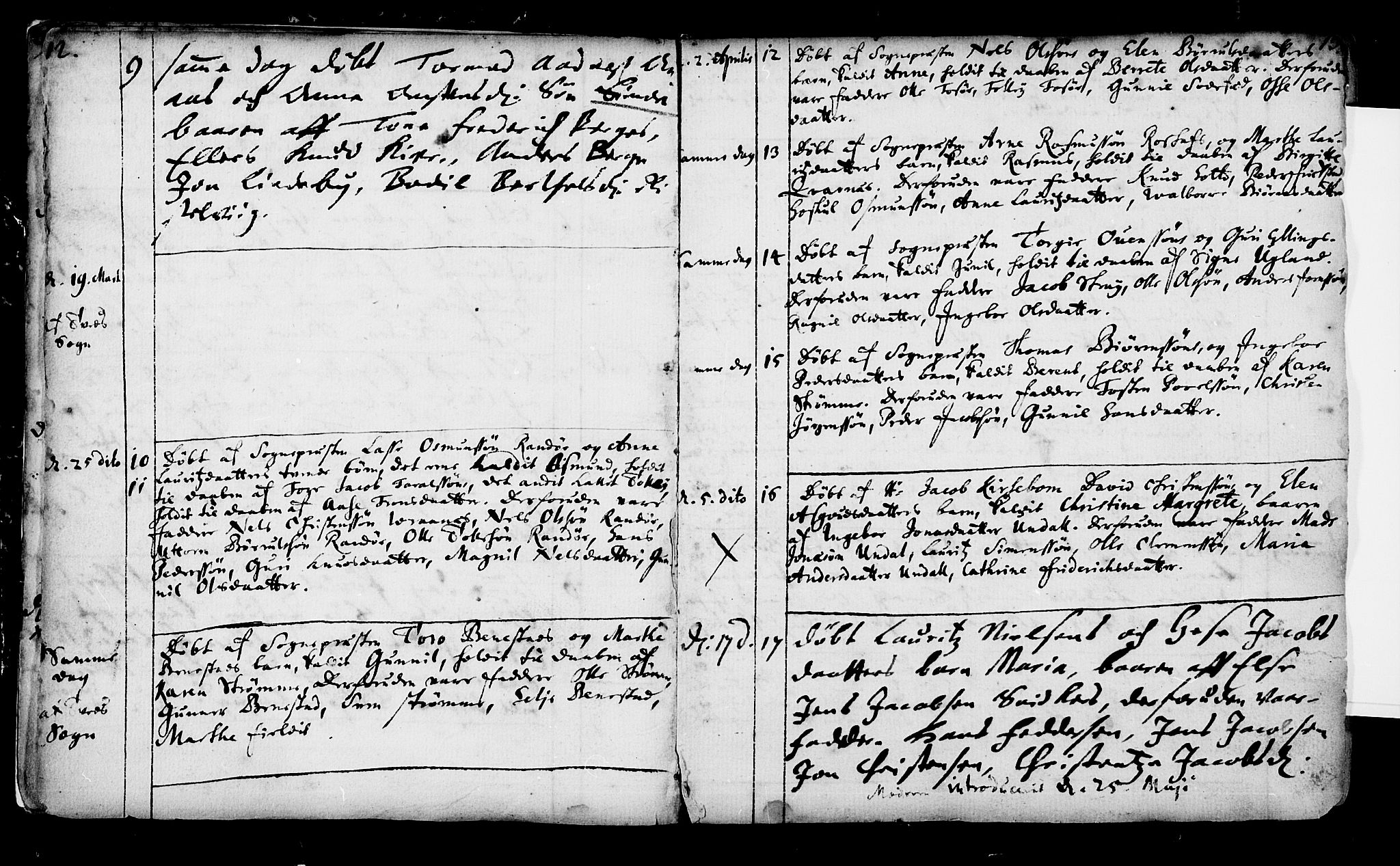 Oddernes sokneprestkontor, SAK/1111-0033/F/Fa/Faa/L0001: Parish register (official) no. A 1, 1692-1718, p. 12-13