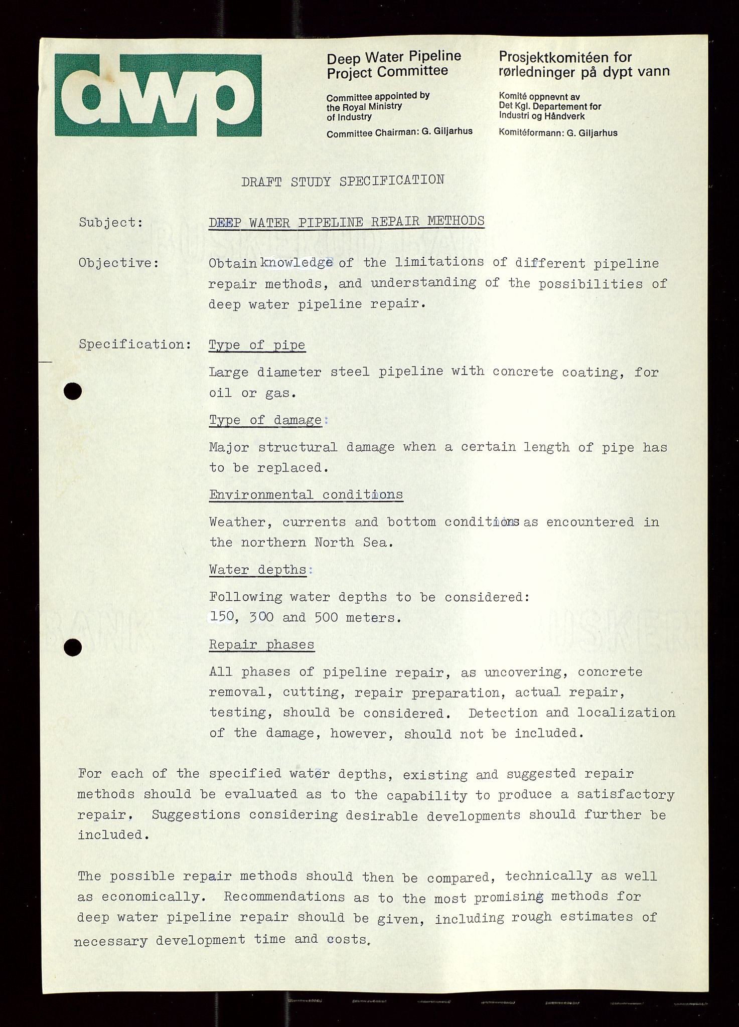 Industridepartementet, Oljekontoret, AV/SAST-A-101348/Di/L0004: DWP, møter, komite`møter, 761 forskning/teknologi, 1972-1975, p. 105