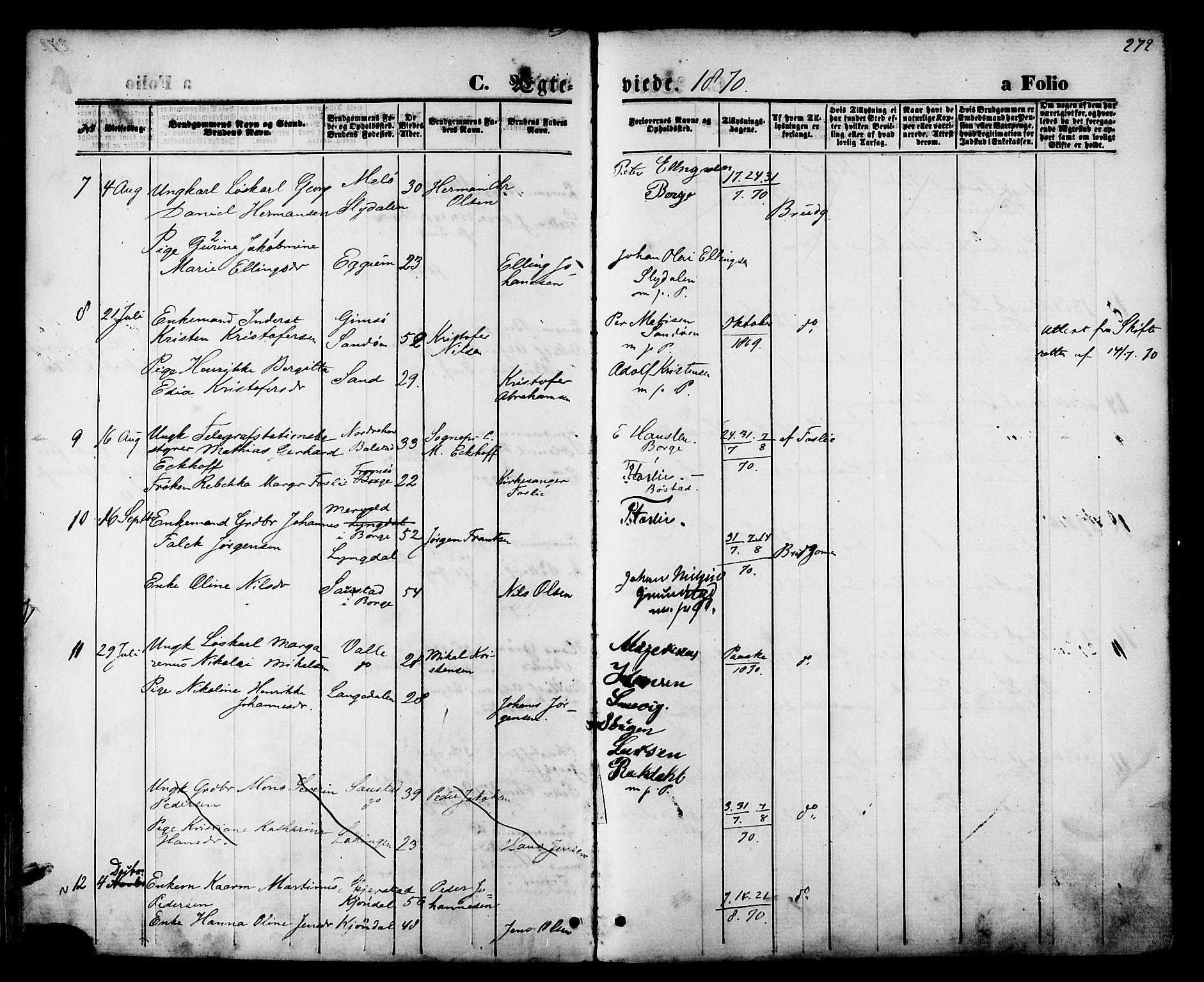 Ministerialprotokoller, klokkerbøker og fødselsregistre - Nordland, AV/SAT-A-1459/880/L1132: Parish register (official) no. 880A06, 1869-1887, p. 272