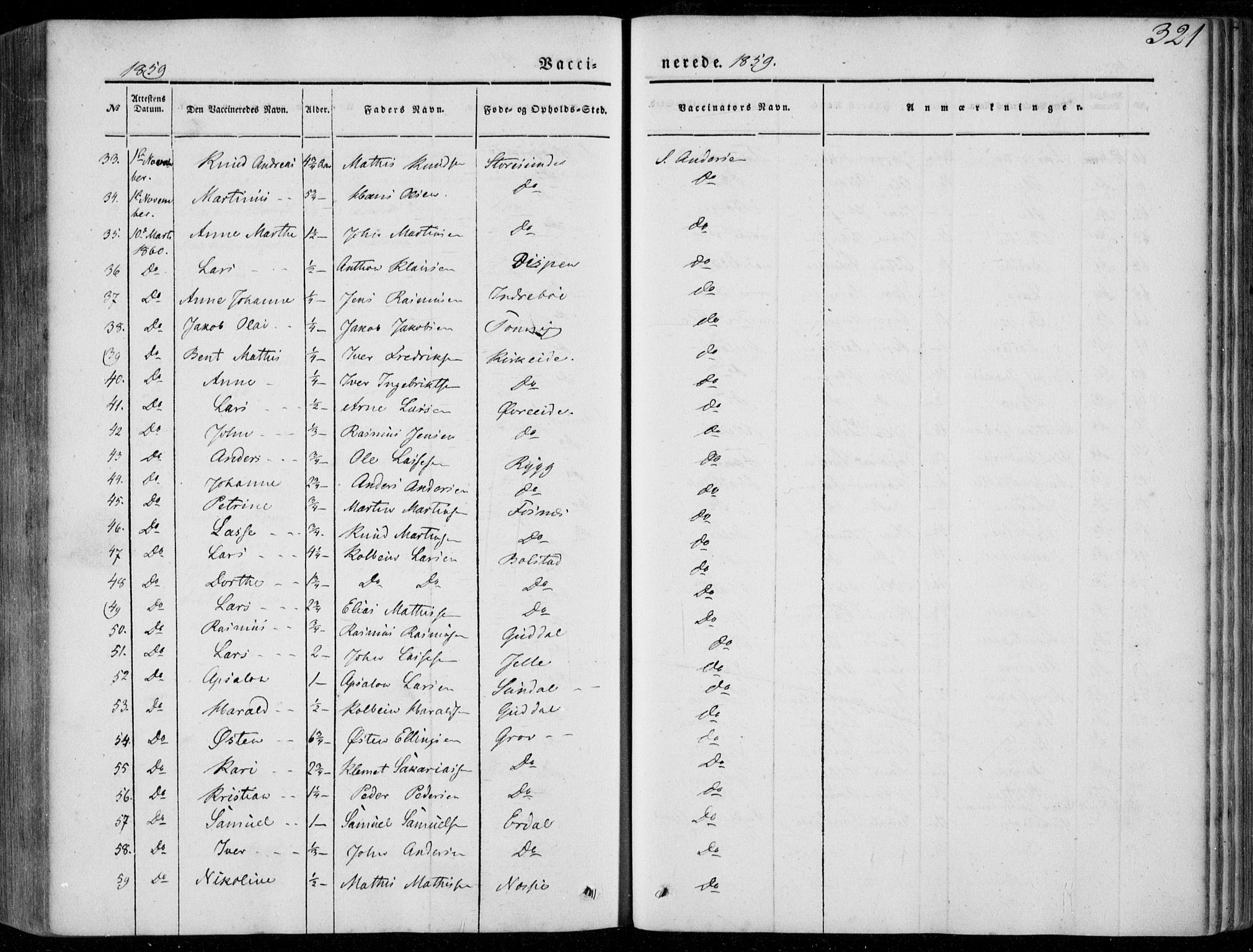 Stryn Sokneprestembete, AV/SAB-A-82501: Parish register (official) no. A 2, 1844-1861, p. 321