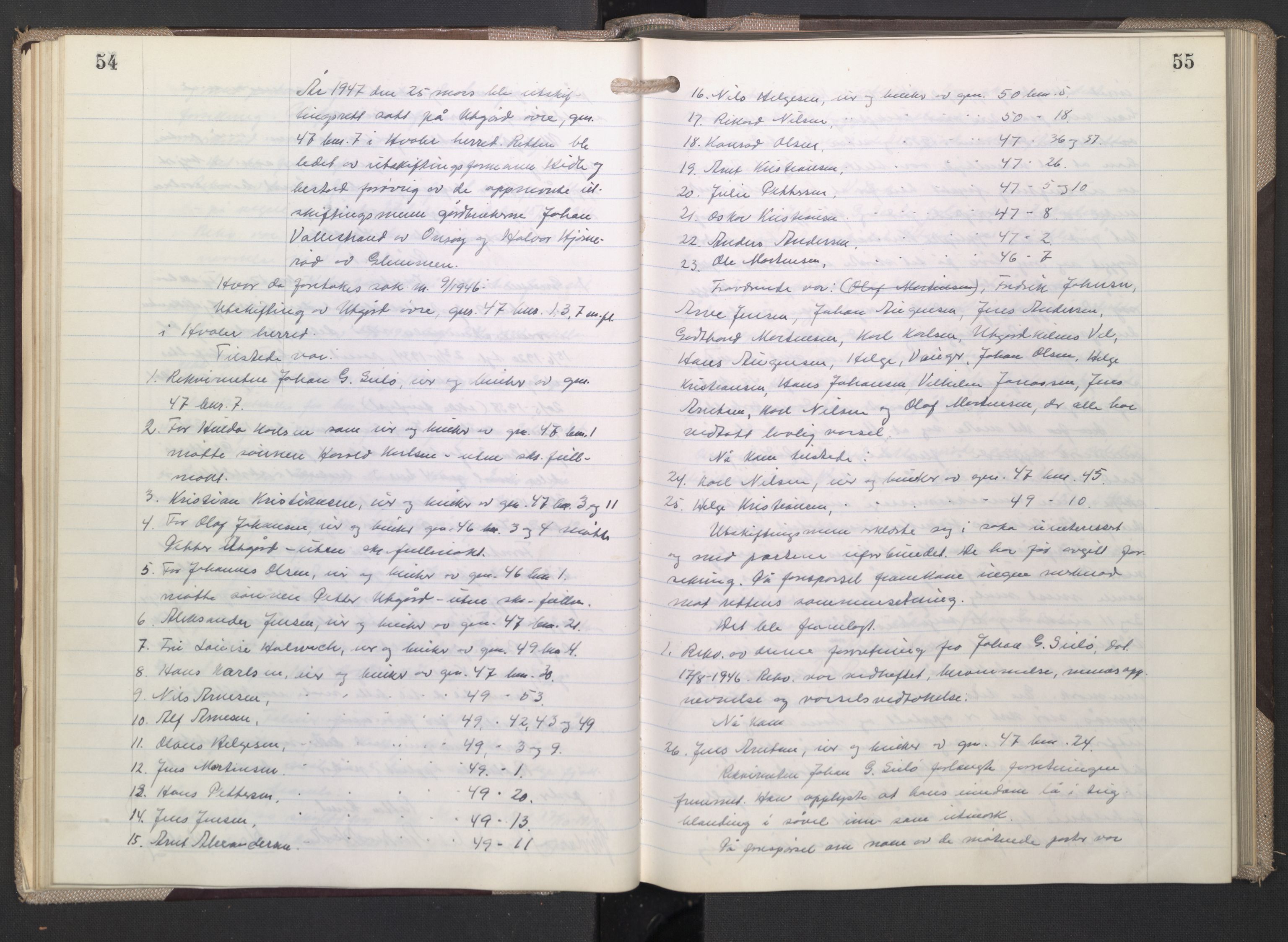 Østfold jordskifterett, AV/SAO-A-10240/F/Fc/L0008: Forhandlingsprotokoller, 1947-1950, p. 54-55