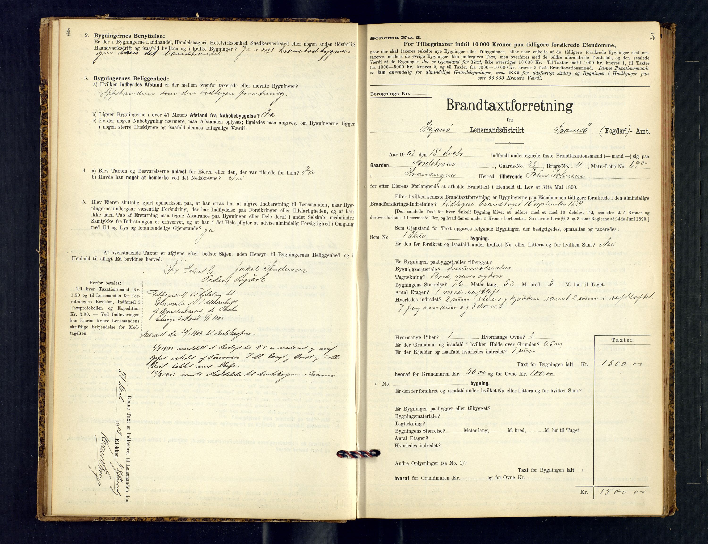 Skjervøy lensmannskontor, AV/SATØ-SATØ-63/F/Fu/Fub/L0244: Branntakstprotokoll (S), 1902-1908, p. 4-5